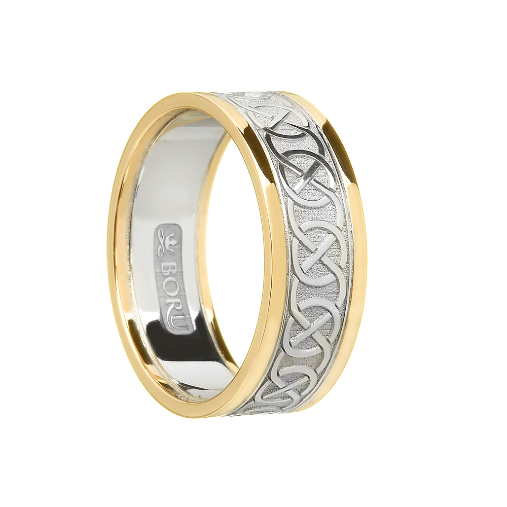 Gorgeous White Gold & Yellow Gold Celtic Knot 7.5mm Ring For Women