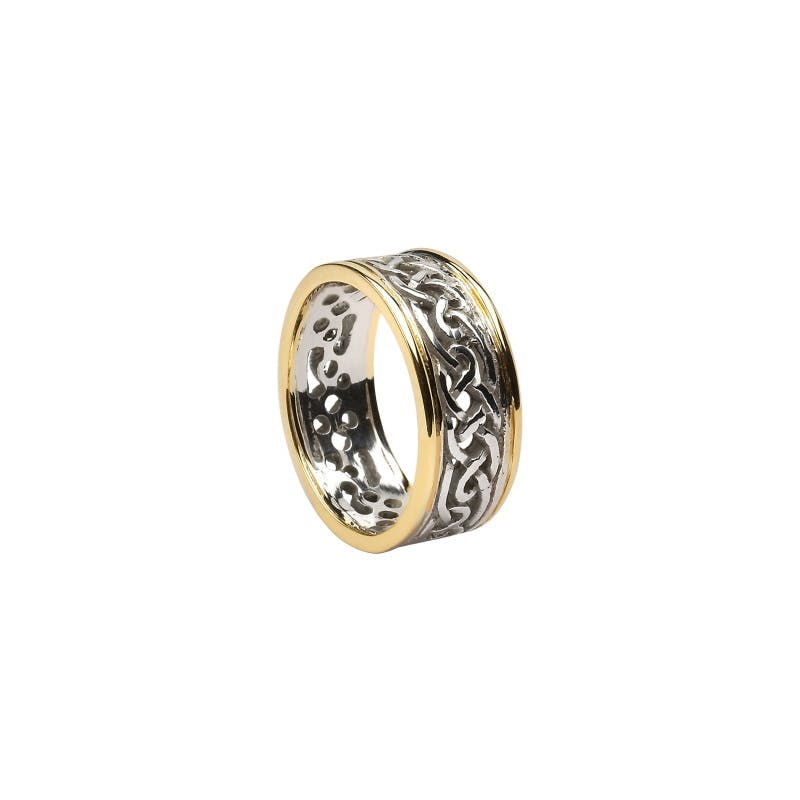 Luxurious 14K White Gold & Yellow Gold Celtic Knot 8.2mm Ring For Men