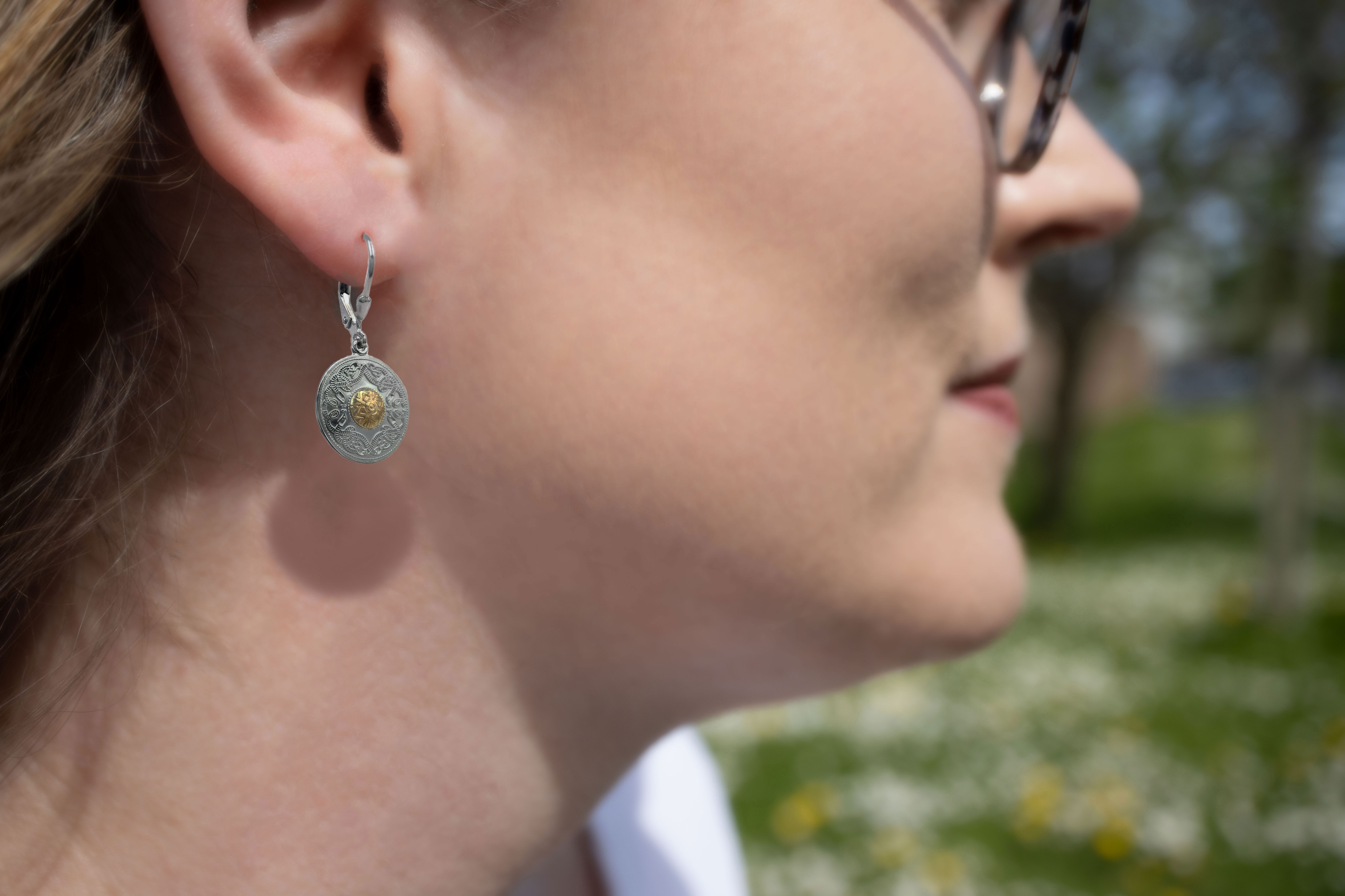 Womens Celtic Warrior Gift Set in Sterling Silver & 18K Yellow Gold With a Polished Finish - Model Photo