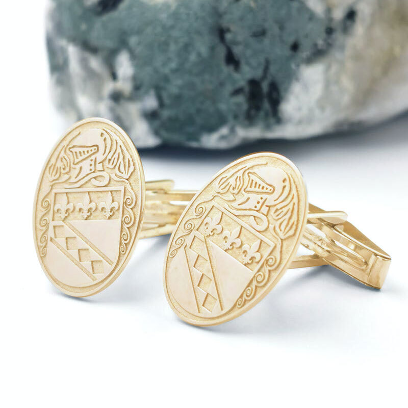 Luxurious Yellow Gold Family Crest Cufflinks For Men