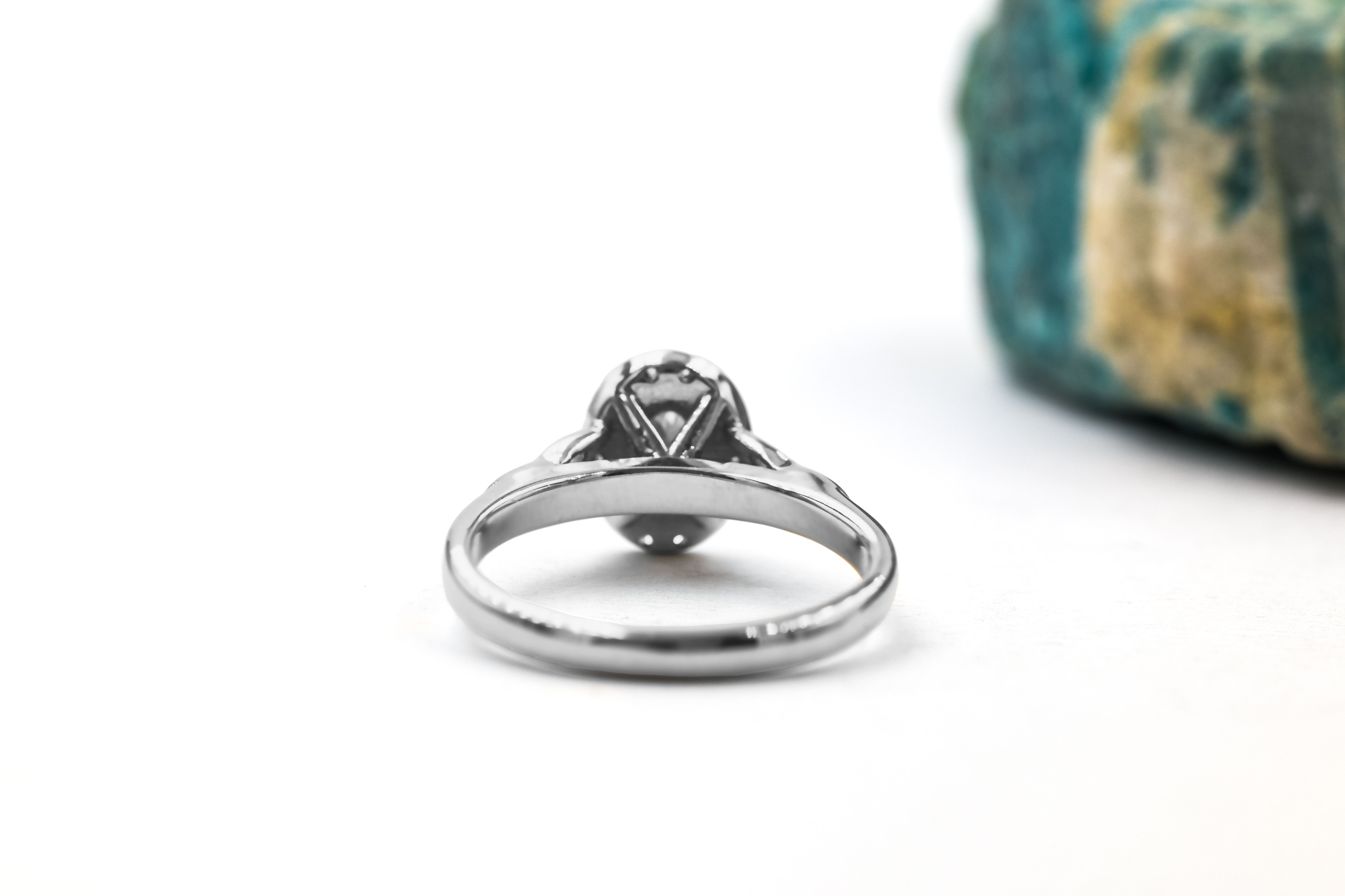 Real Platinum 950 Trinity Knot & Celtic Knot 0.50ct Lab Grown Diamond Engagement Ring For Women. Picture Of The Back.