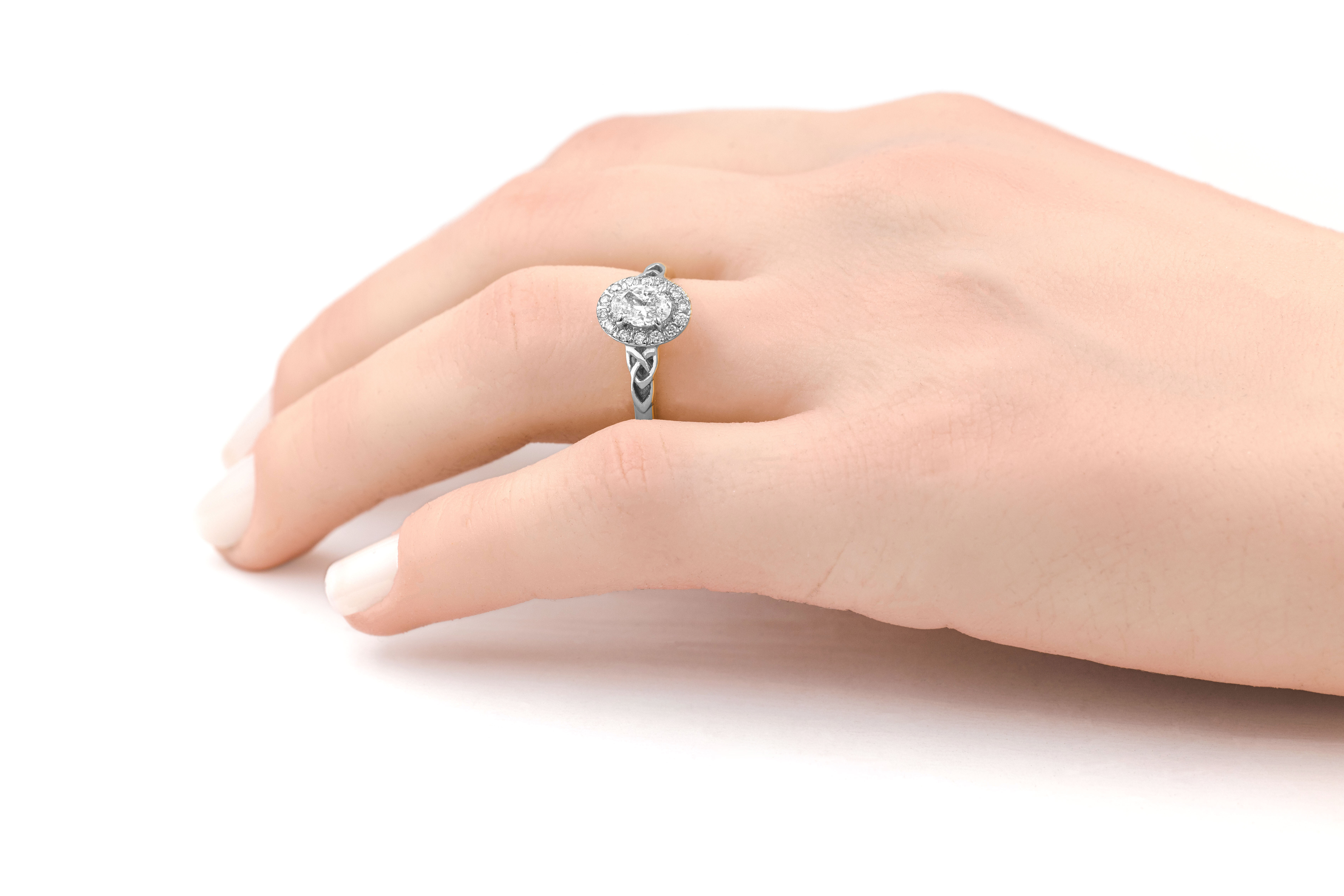 Attractive Platinum 950 Trinity Knot & Celtic Knot 0.50ct Lab Grown Diamond Engagement Ring For Women - Model Photo