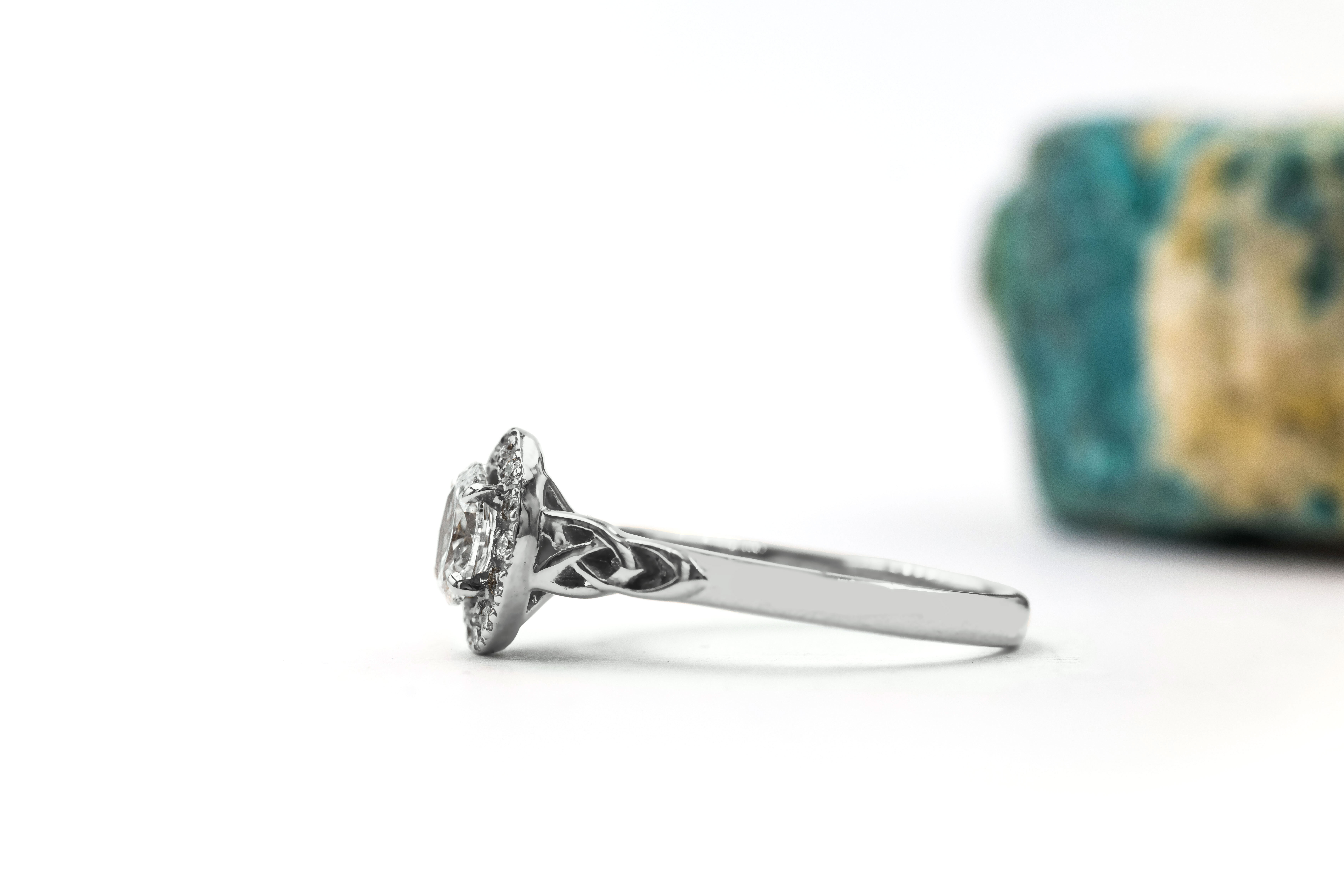 Womens Trinity Knot & Celtic Knot 0.50ct Lab Grown Diamond Ring in Platinum 950. Side View.