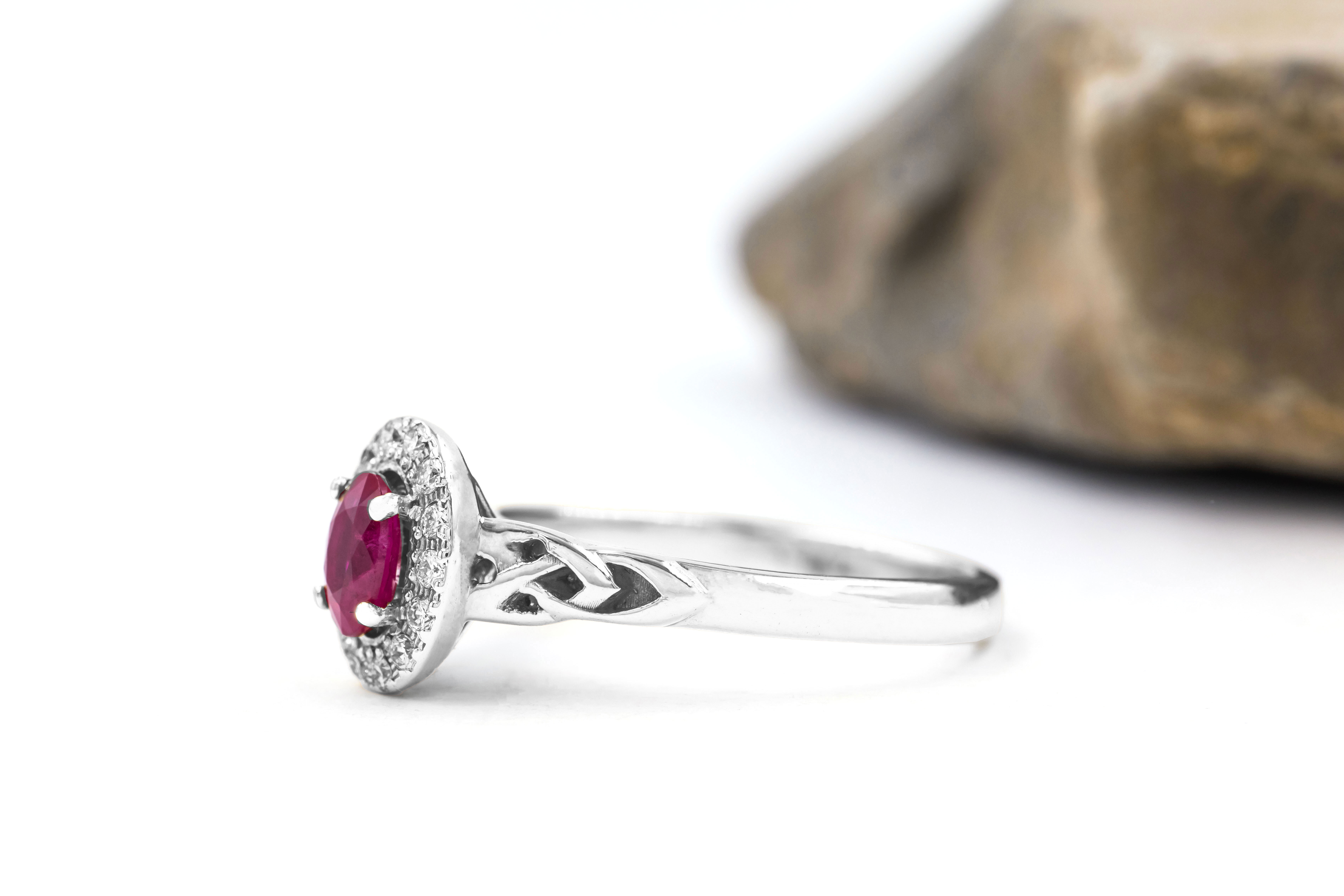 Irish White Gold Trinity Knot Engagement Ring For Women. Side View.