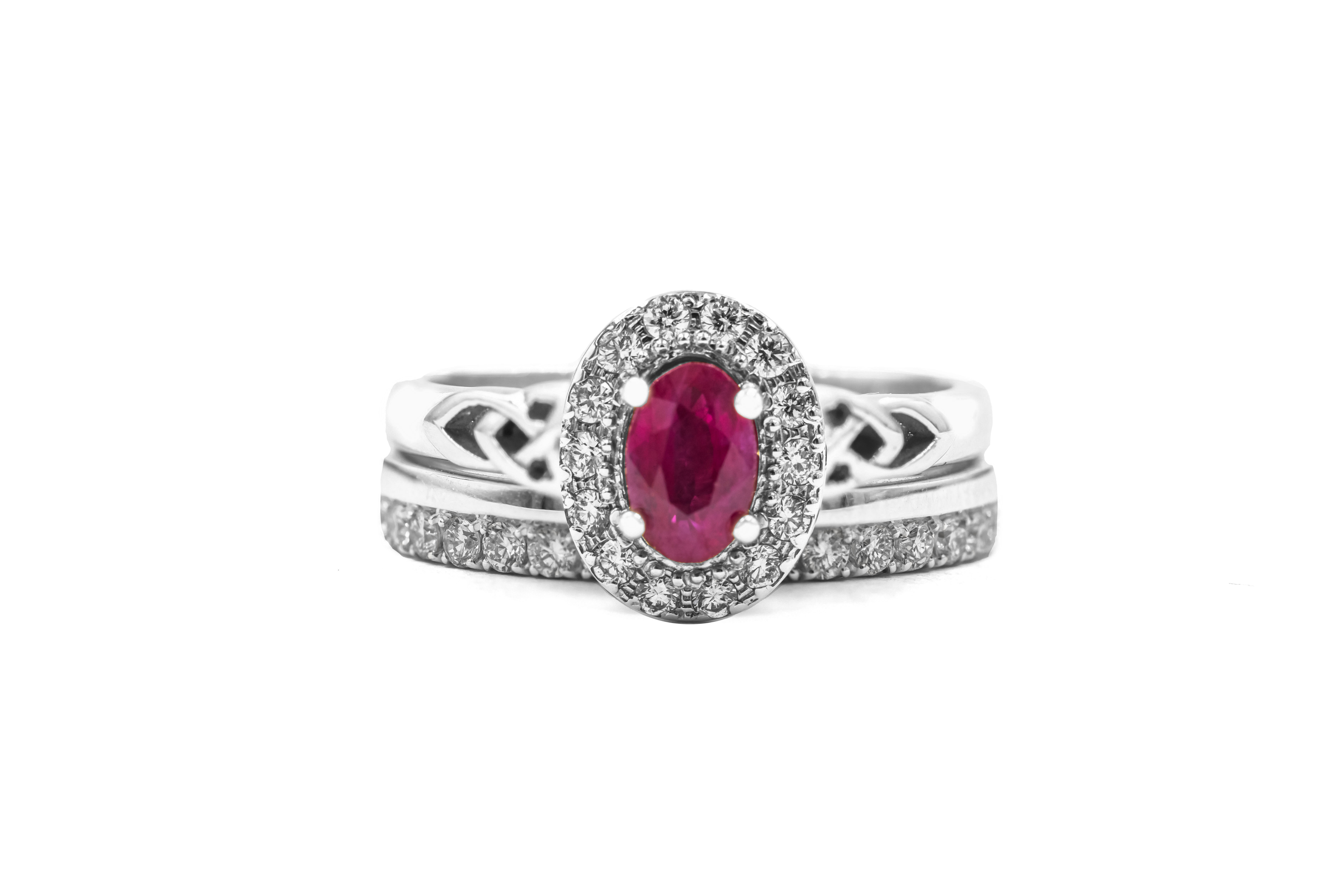Womens White Gold Trinity Knot 0.50ct Natural Ruby Ring