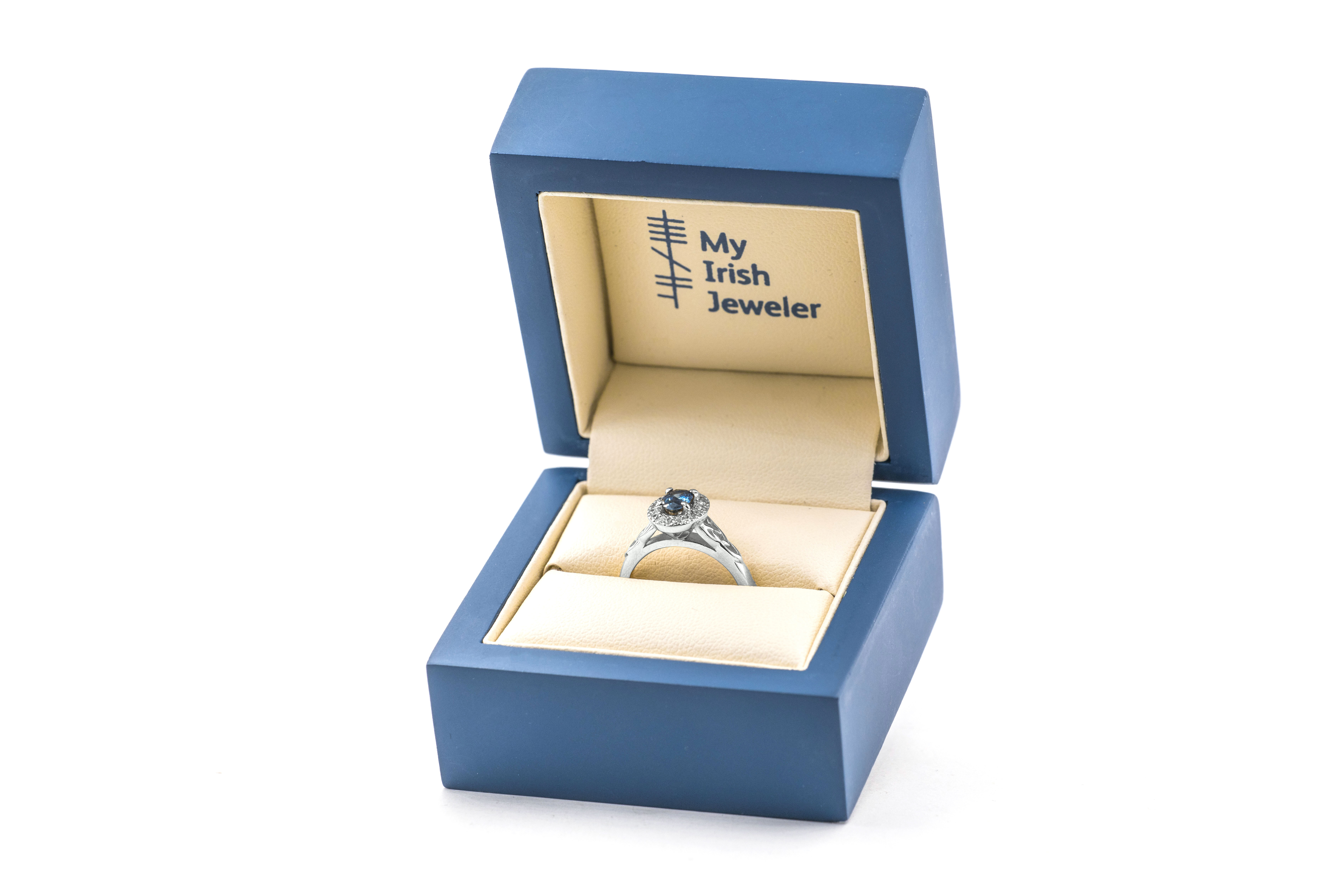 Irish Platinum 950 Trinity Knot & Celtic Knot 0.50ct Natural Sapphire Engagement Ring For Women. In Luxury Packaging.