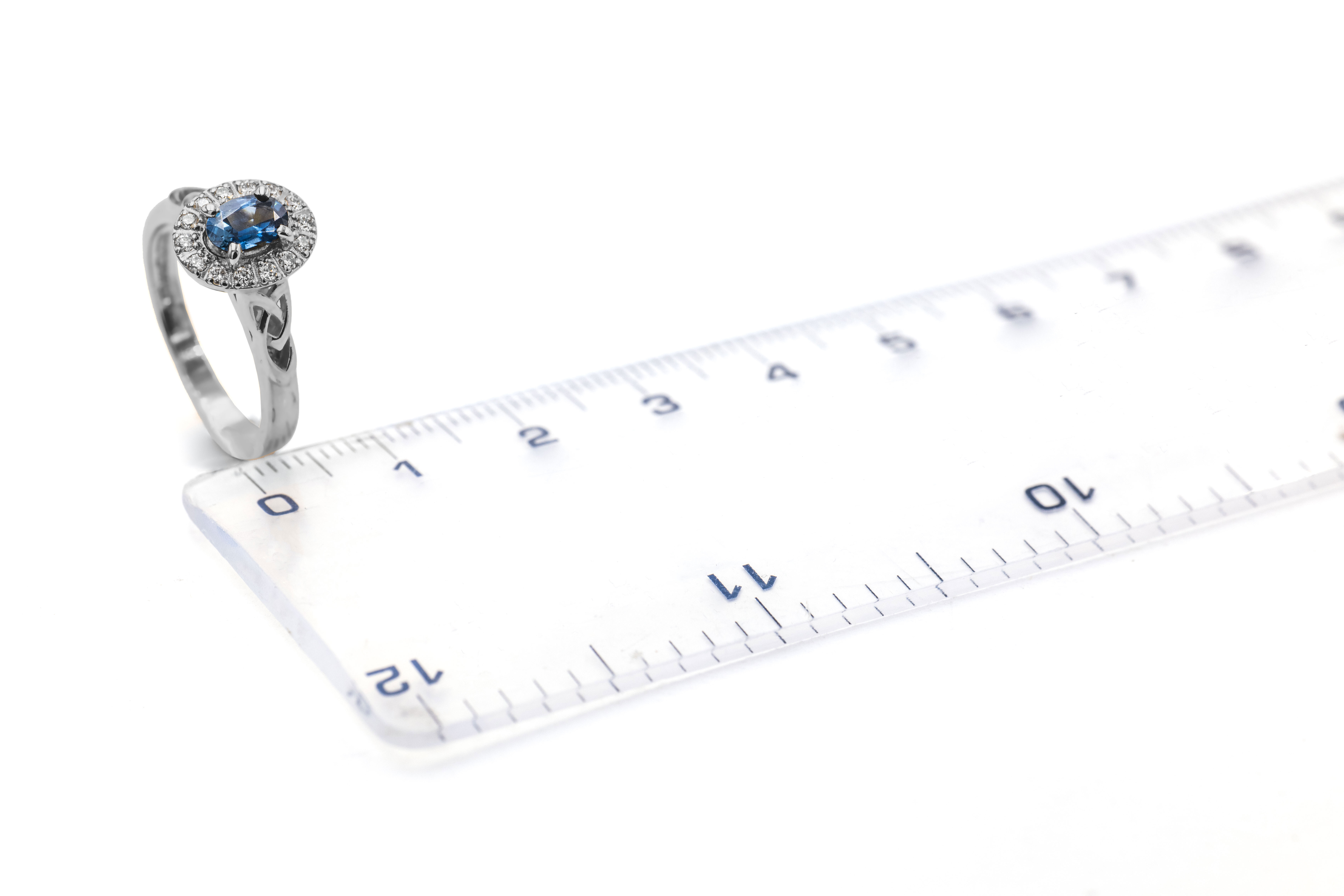 Authentic Platinum 950 Trinity Knot & Celtic Knot 0.50ct Natural Sapphire Engagement Ring For Women. Picture For Scale.