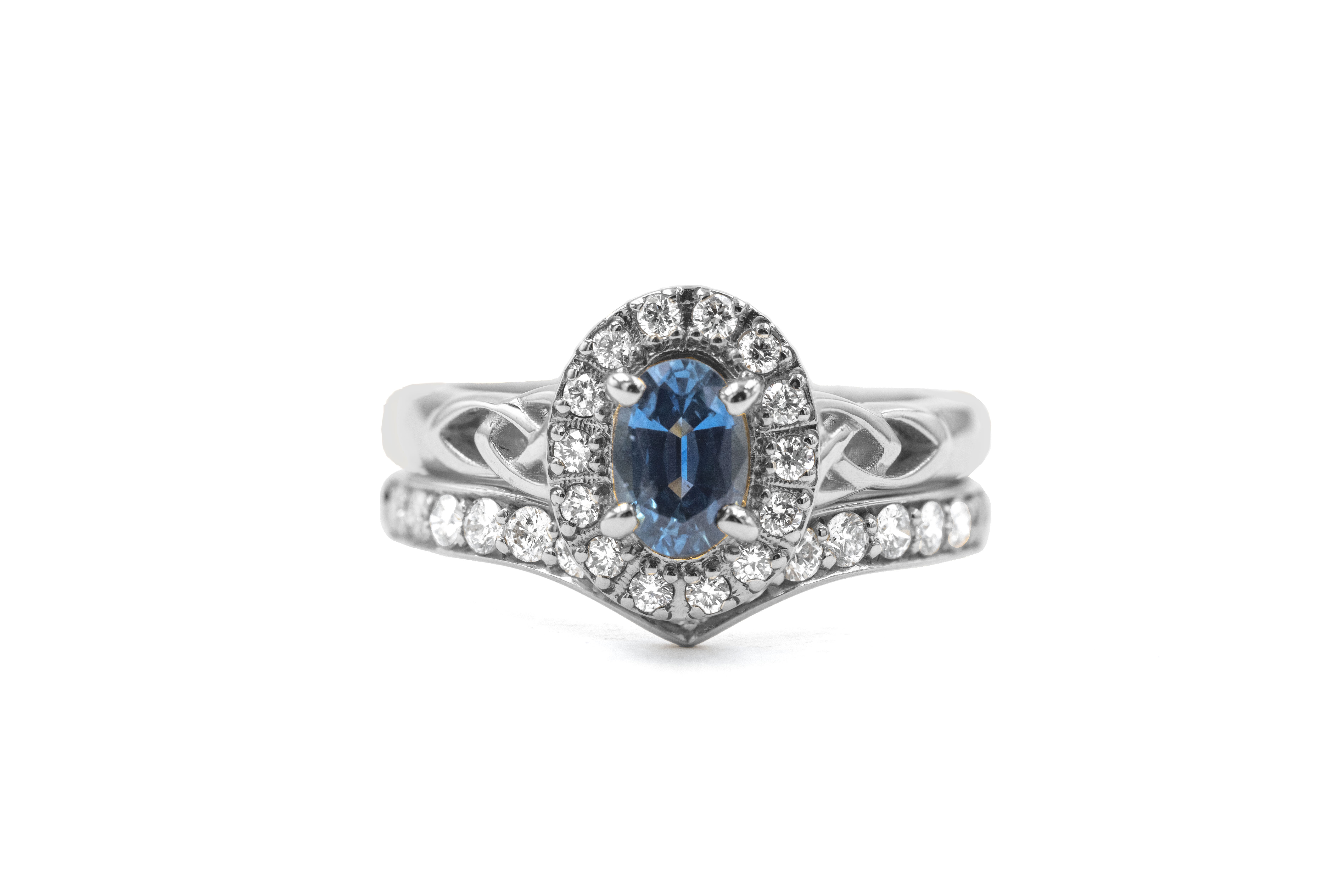 Womens Trinity Knot & Celtic Knot 0.50ct Natural Sapphire Engagement Ring in Real Platinum 950