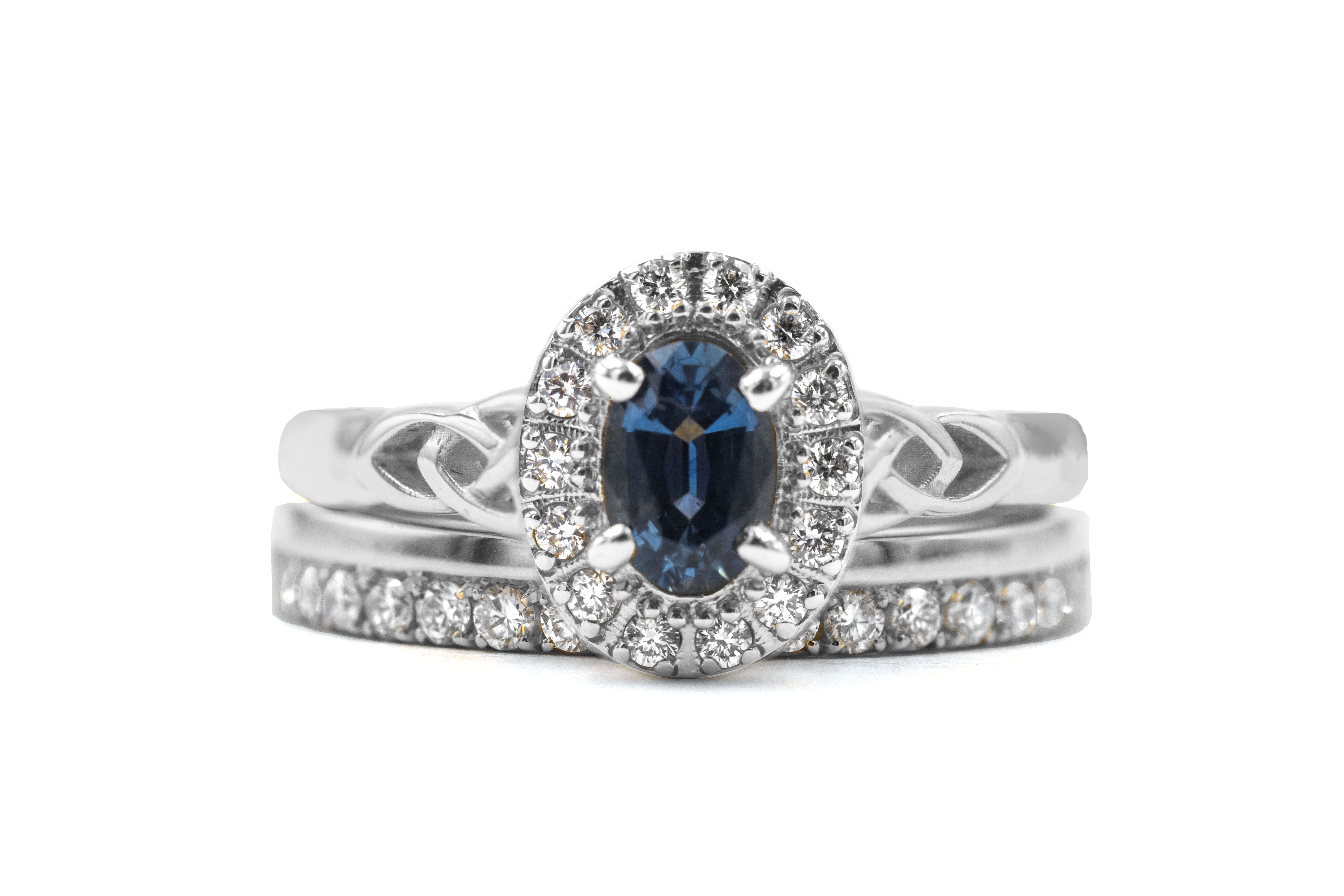 Real Platinum 950 Trinity Knot 0.50ct Natural Sapphire Ring For Women