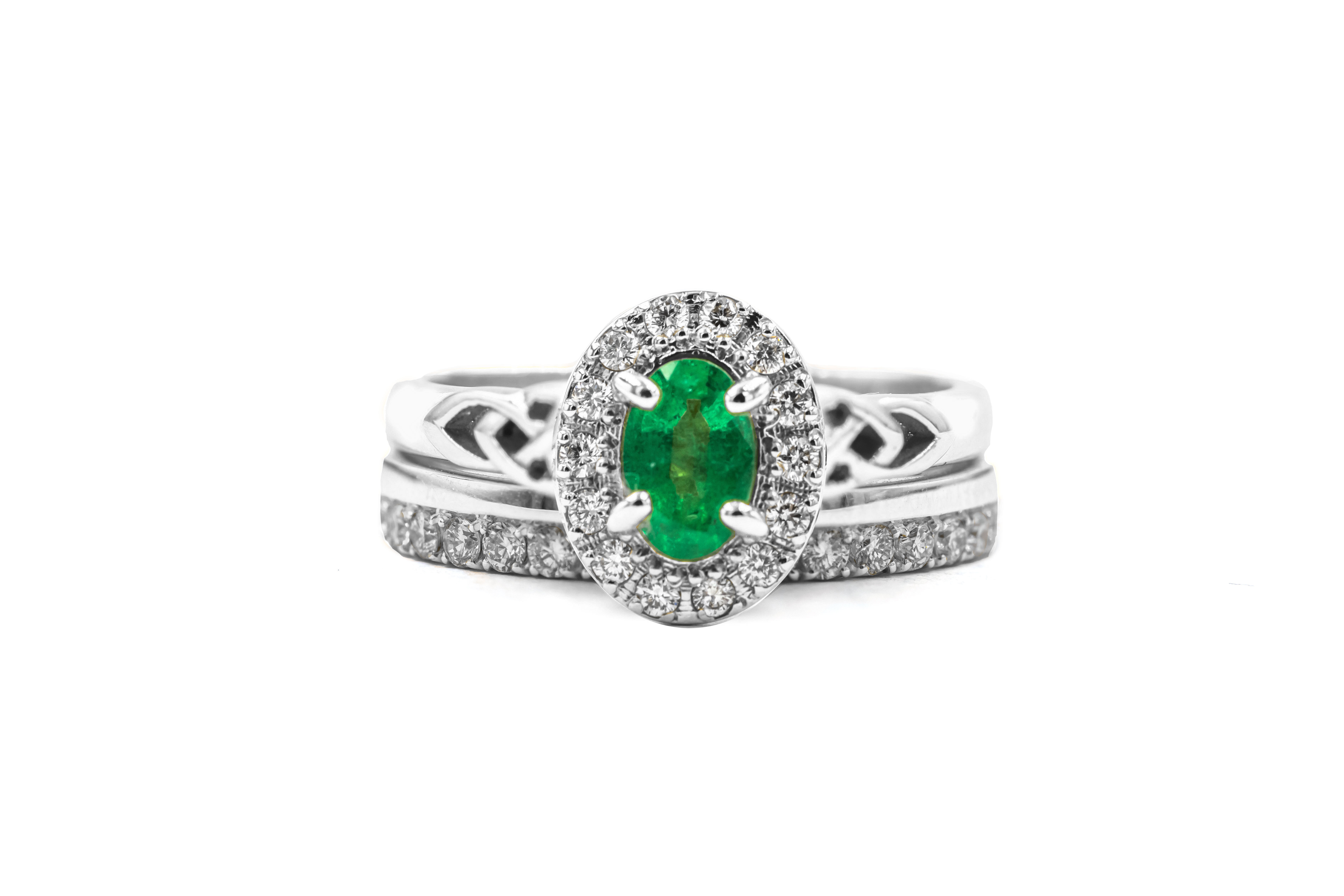 Striking Platinum 950 Trinity Knot & Celtic Knot 0.50ct Natural Emerald Engagement Ring With a Polished Finish For Women