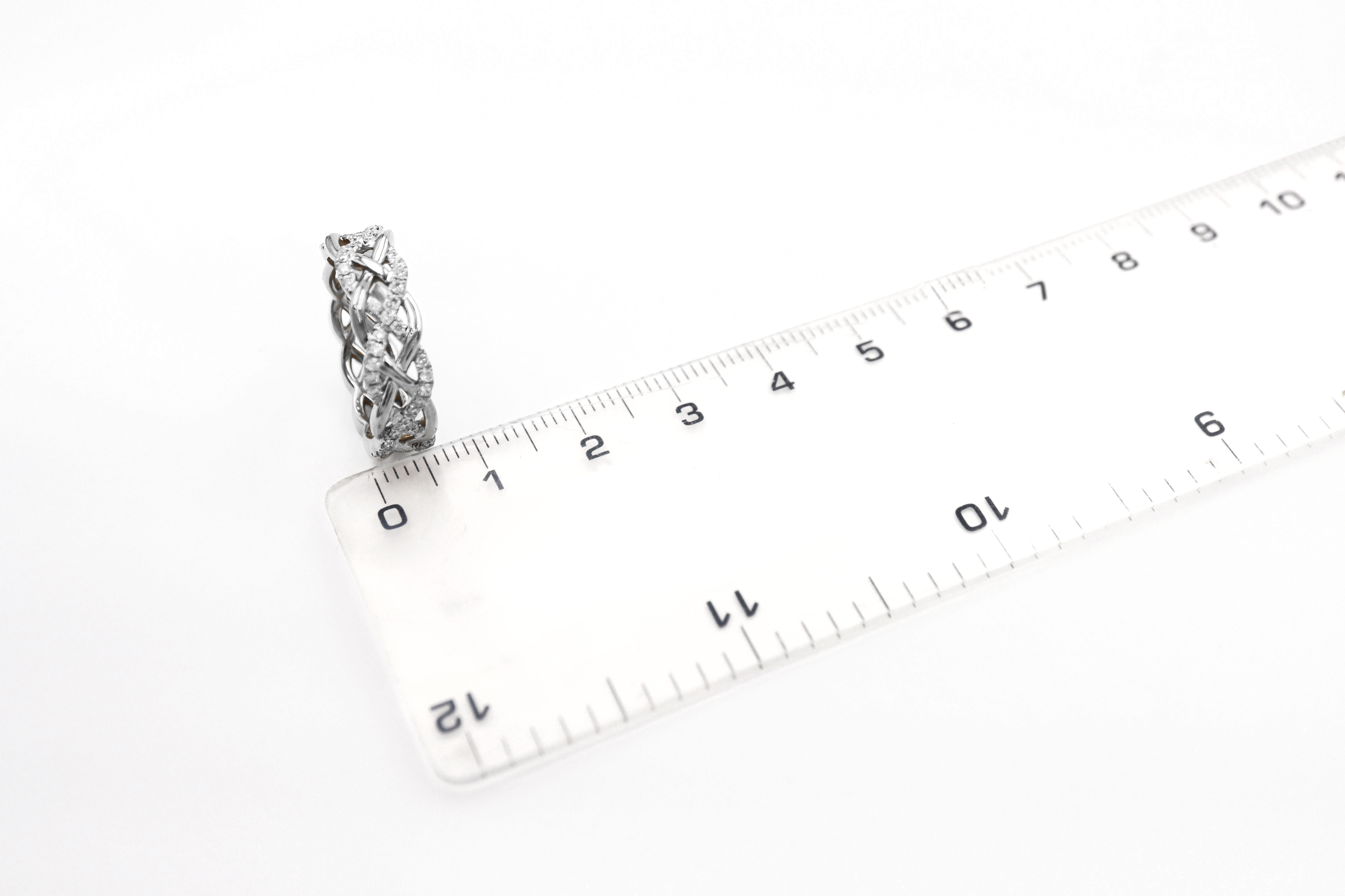 Womens Polished Celtic Knot 5.0mm Ring in Real 14K White Gold. Picture For Scale.