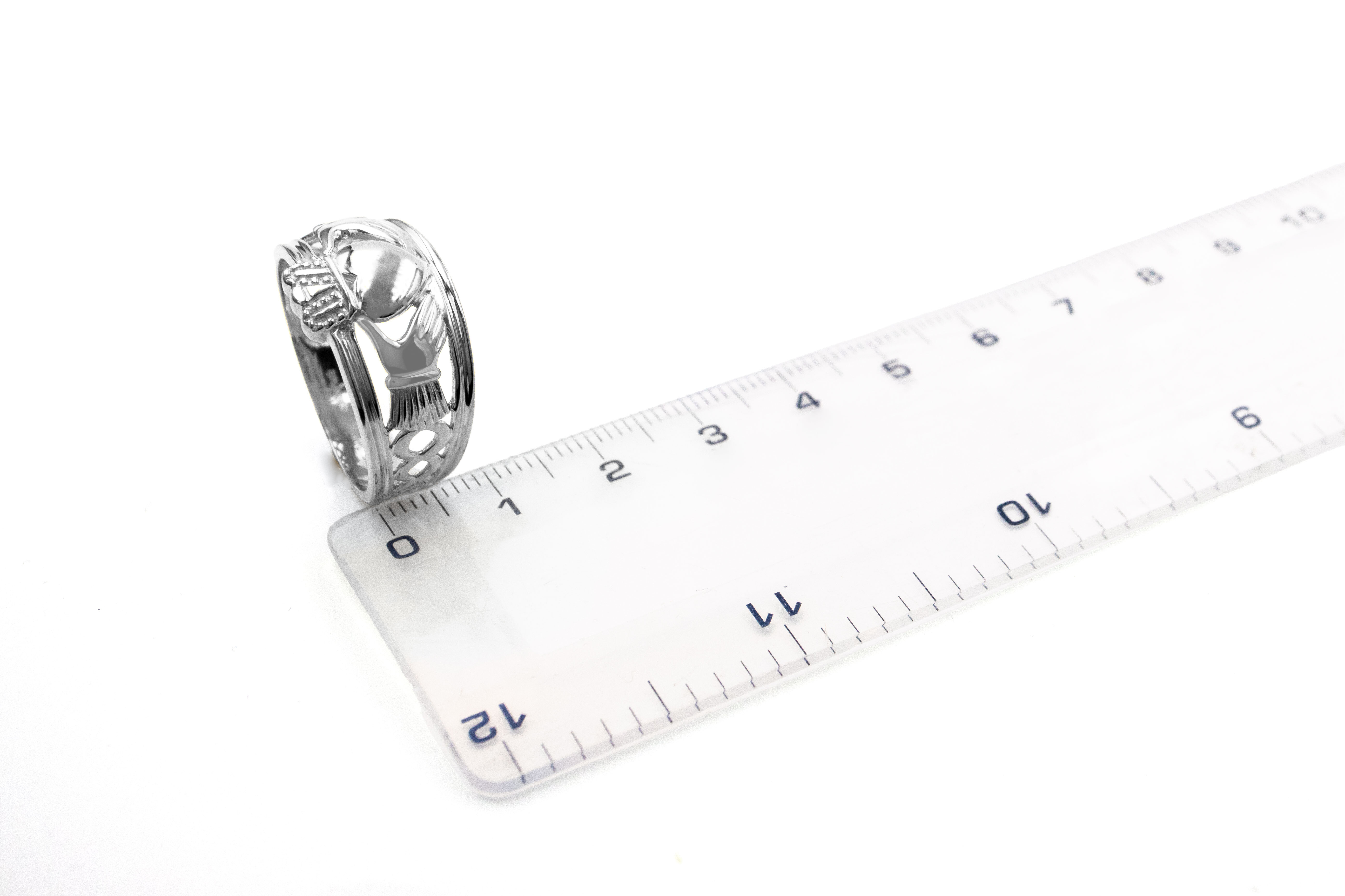 Mens Authentic White Gold Claddagh Ring. Picture For Scale.
