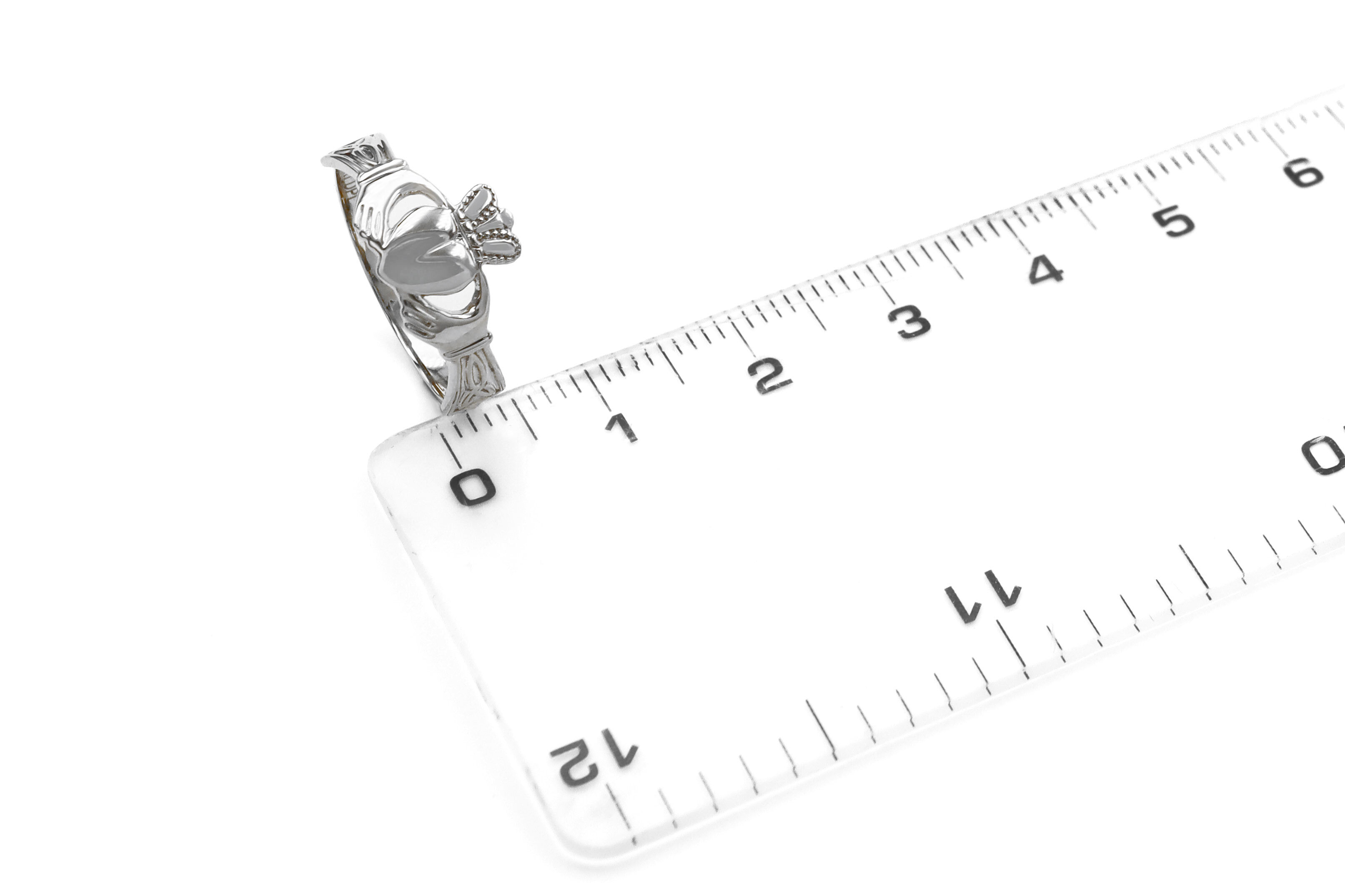 Genuine White Gold Claddagh 2.0mm Ring For Women. Picture For Scale.