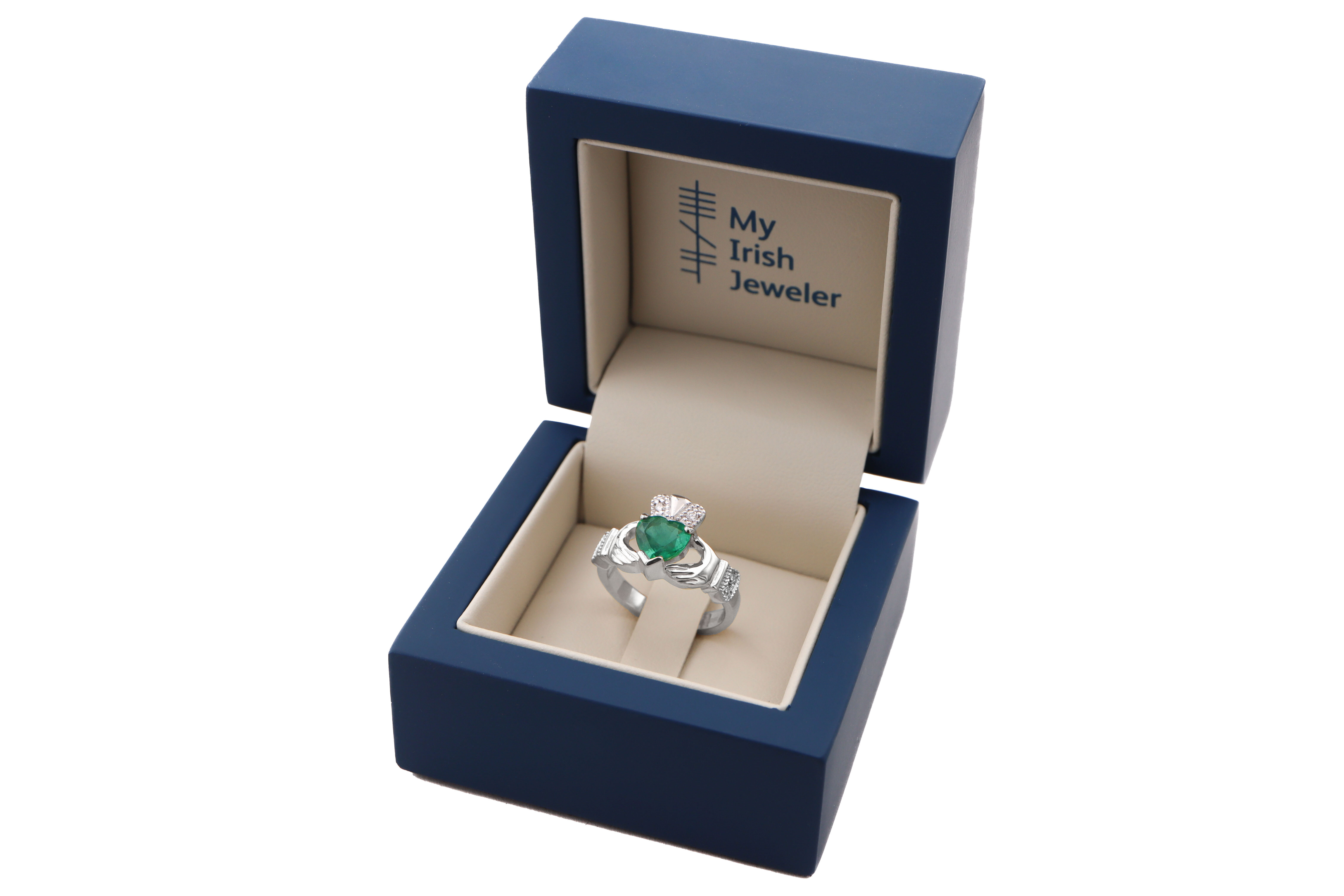 Womens Polished Claddagh Engagement Ring in Real Platinum. In Luxury Packaging.