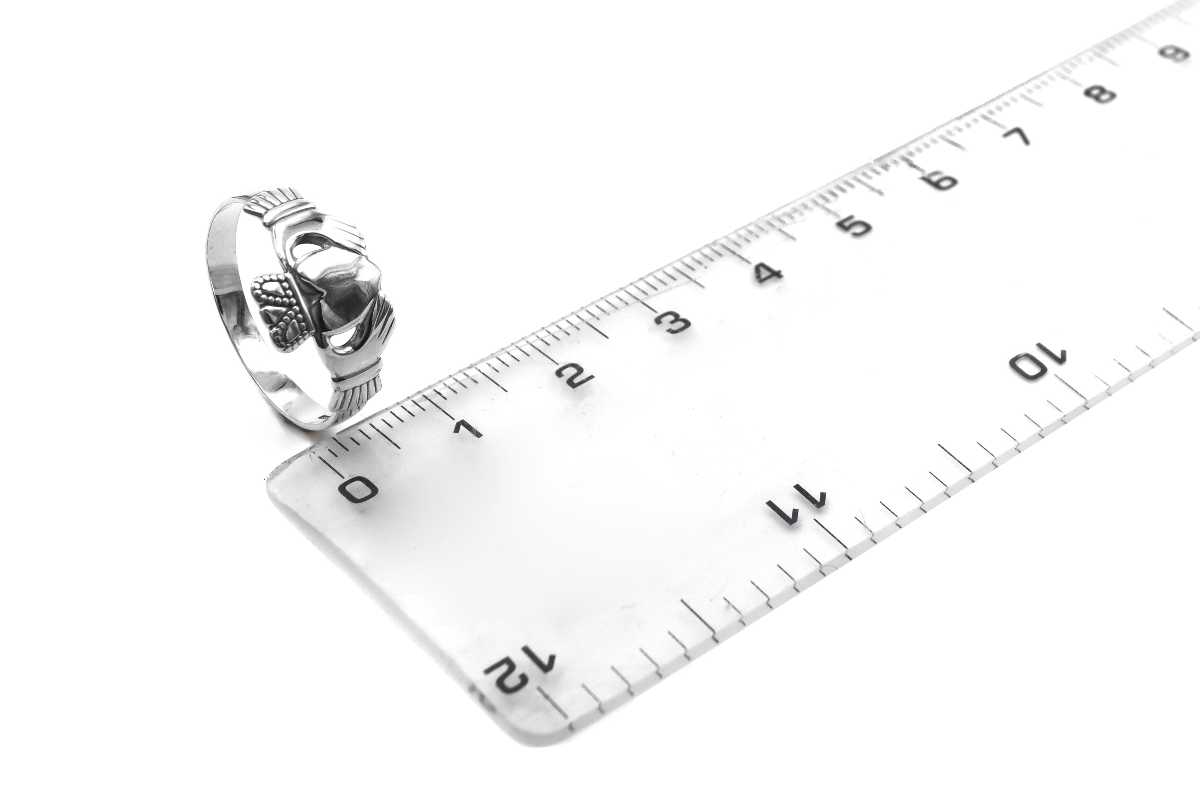 Genuine 14K White Gold Claddagh Ring For Women. Picture For Scale.