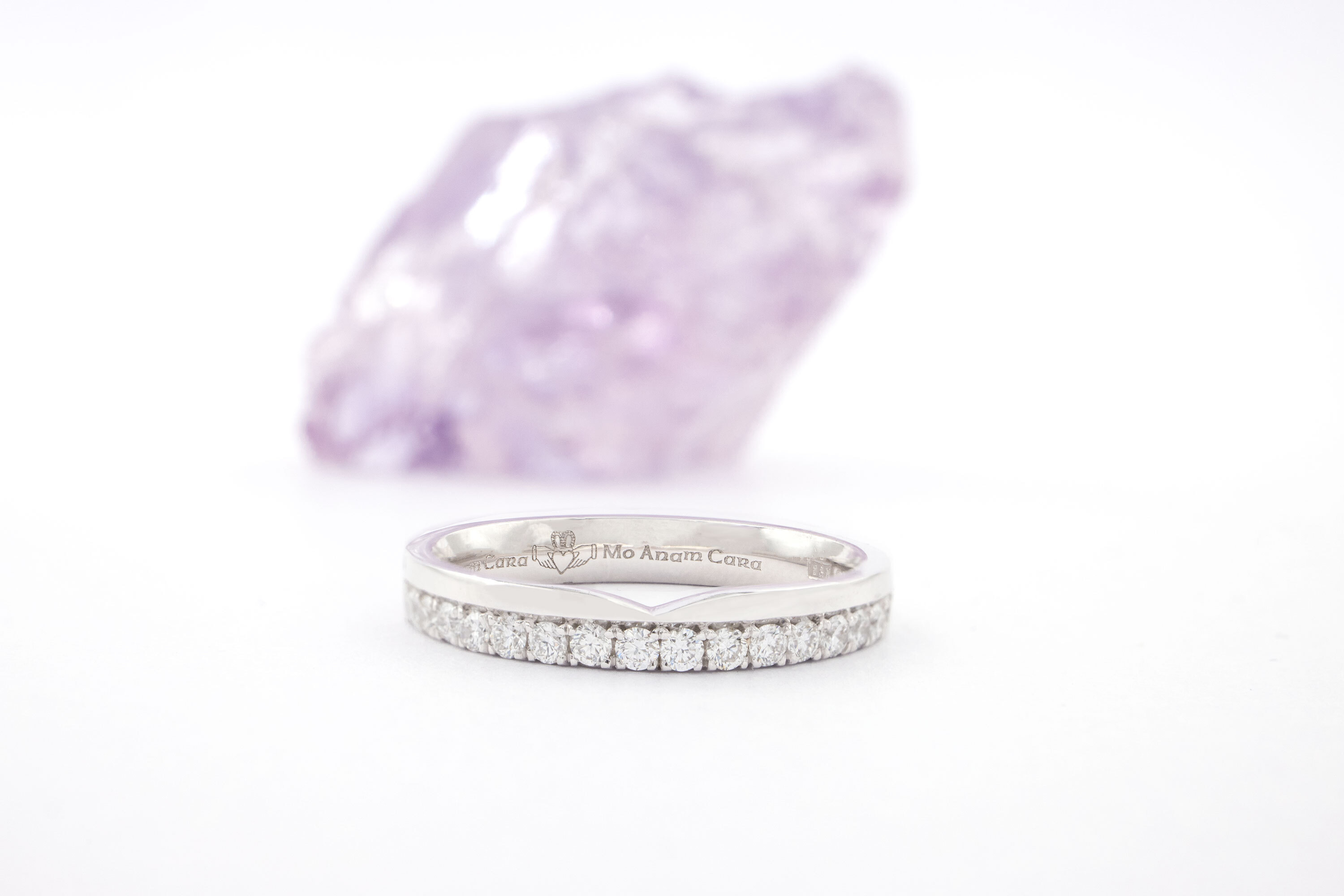 Womens Mo Anam Cara Engagement Ring in Real 18K White Gold