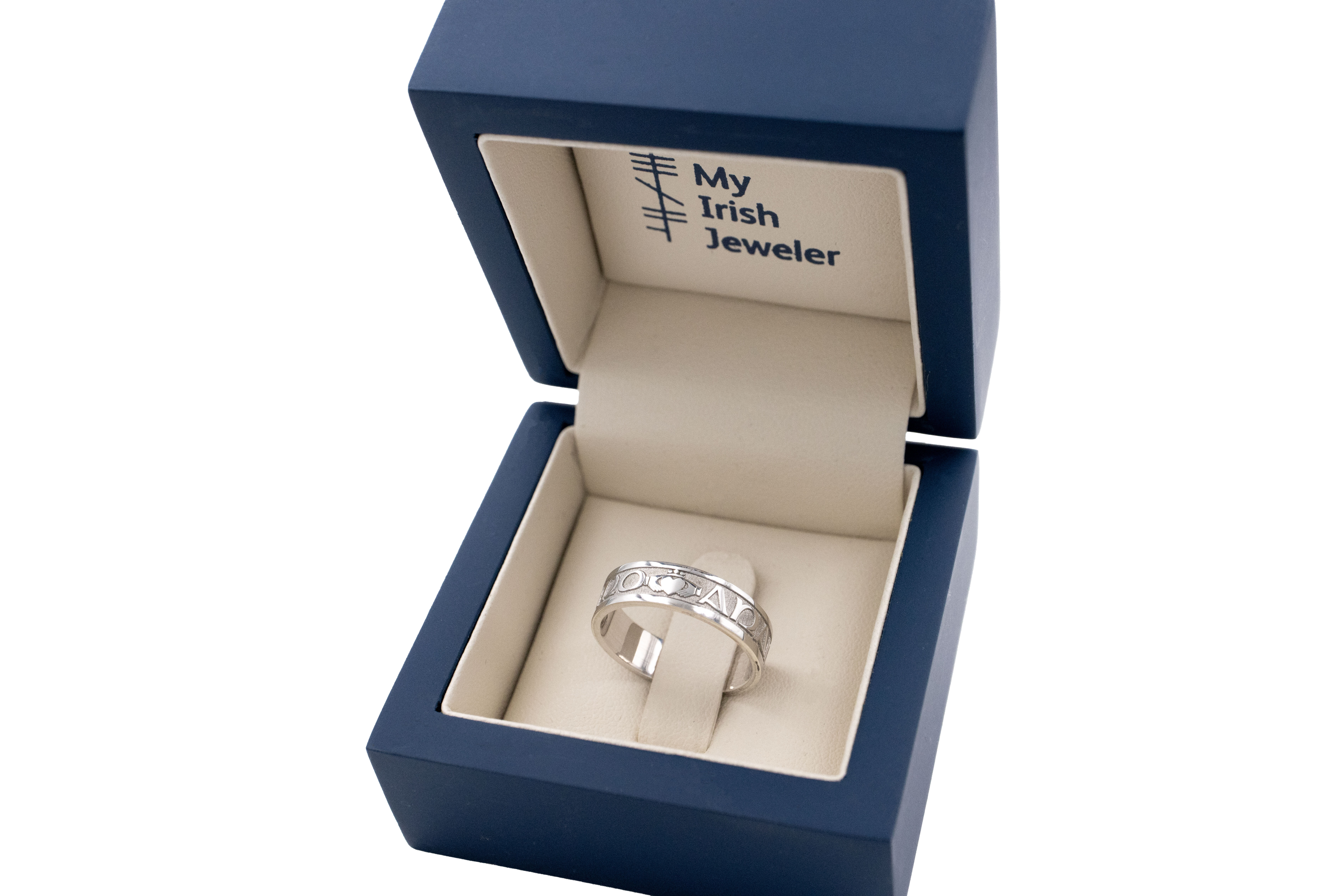 Womens Florentine Sterling Silver Mo Anam Cara & Gaelic Wedding Ring. In Luxury Packaging.