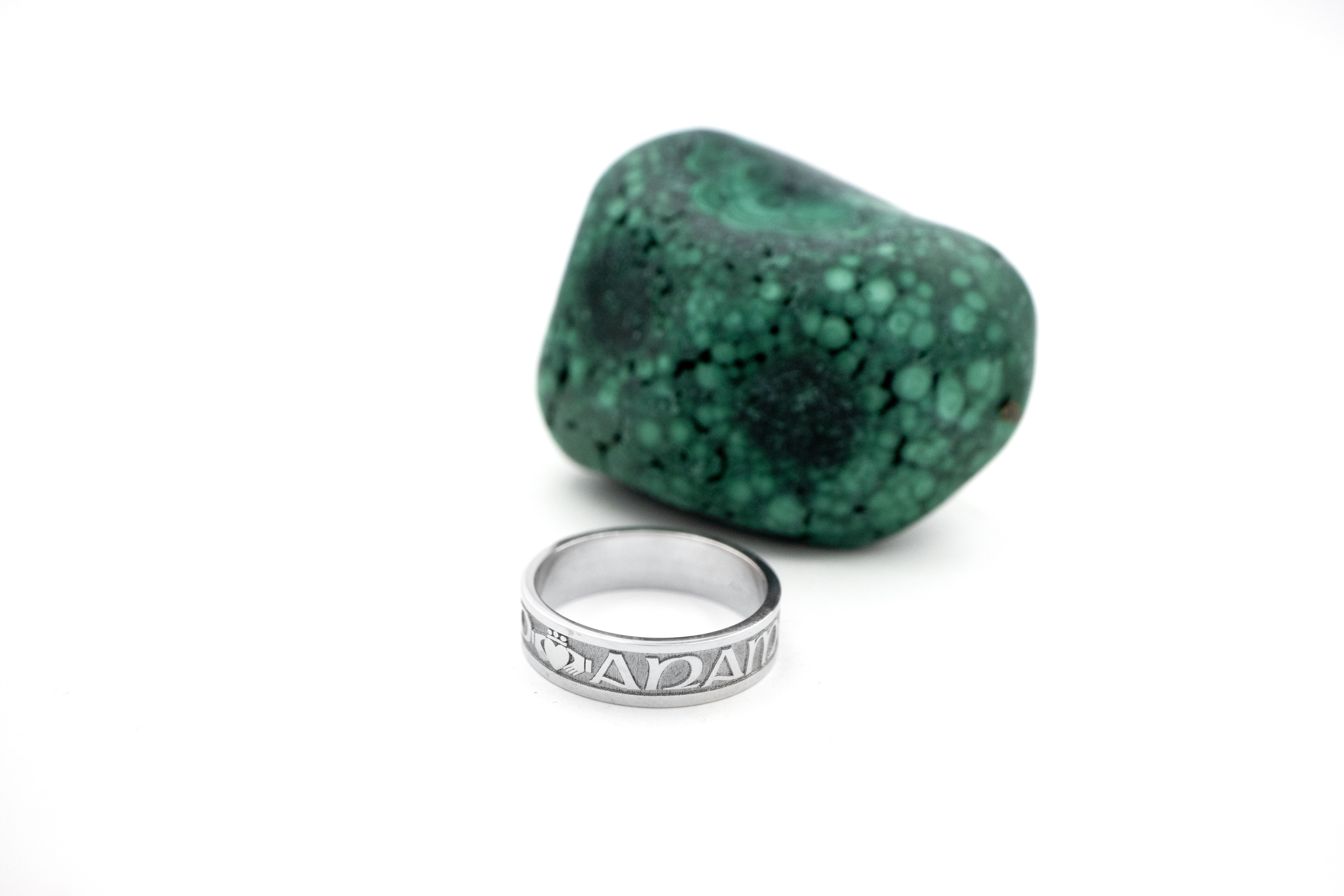 Irish Sterling Silver Mo Anam Cara & Gaelic Ring With a Florentine Finish For Women