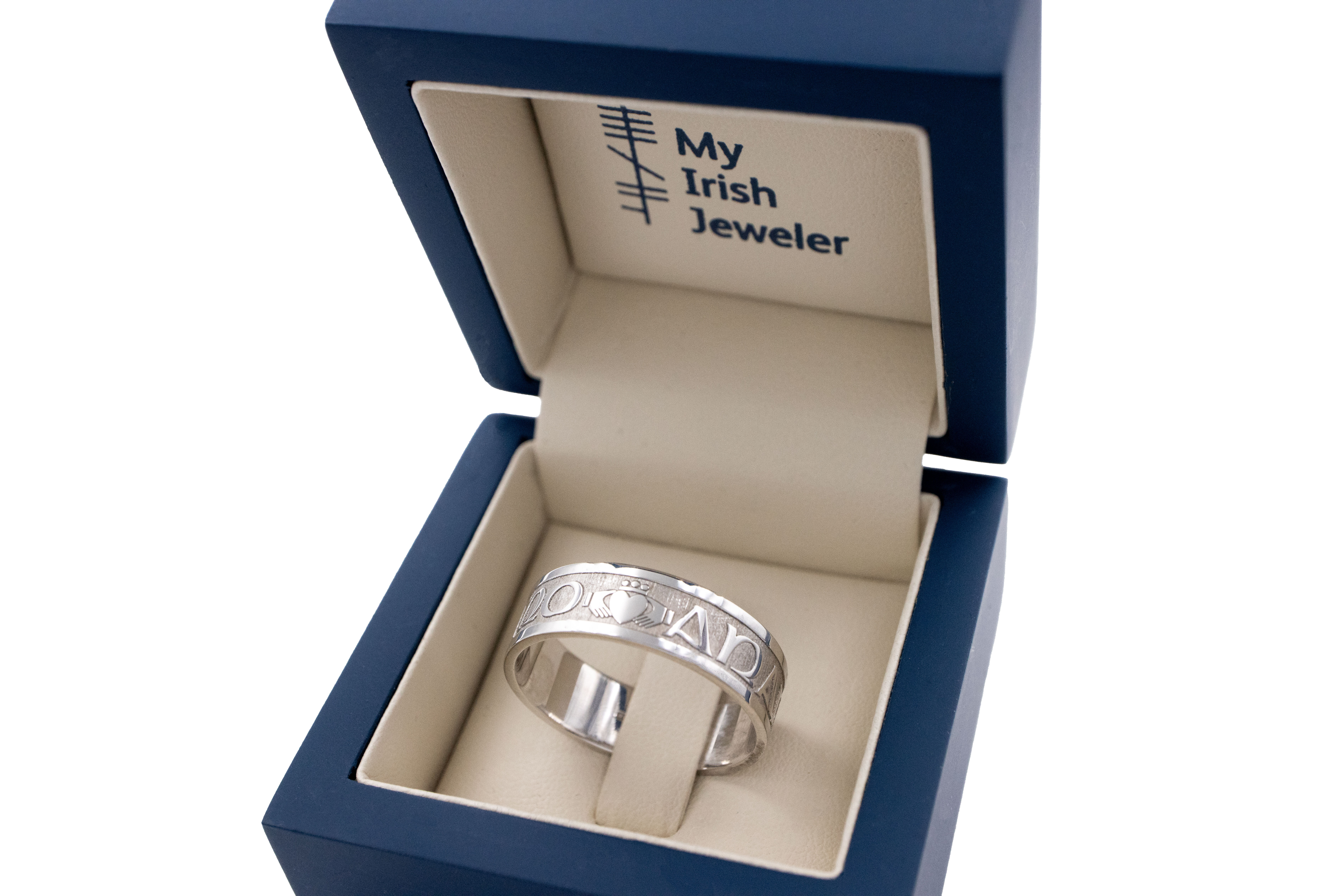 Genuine White Gold Mo Anam Cara 7.0mm Ring. In Luxury Packaging.