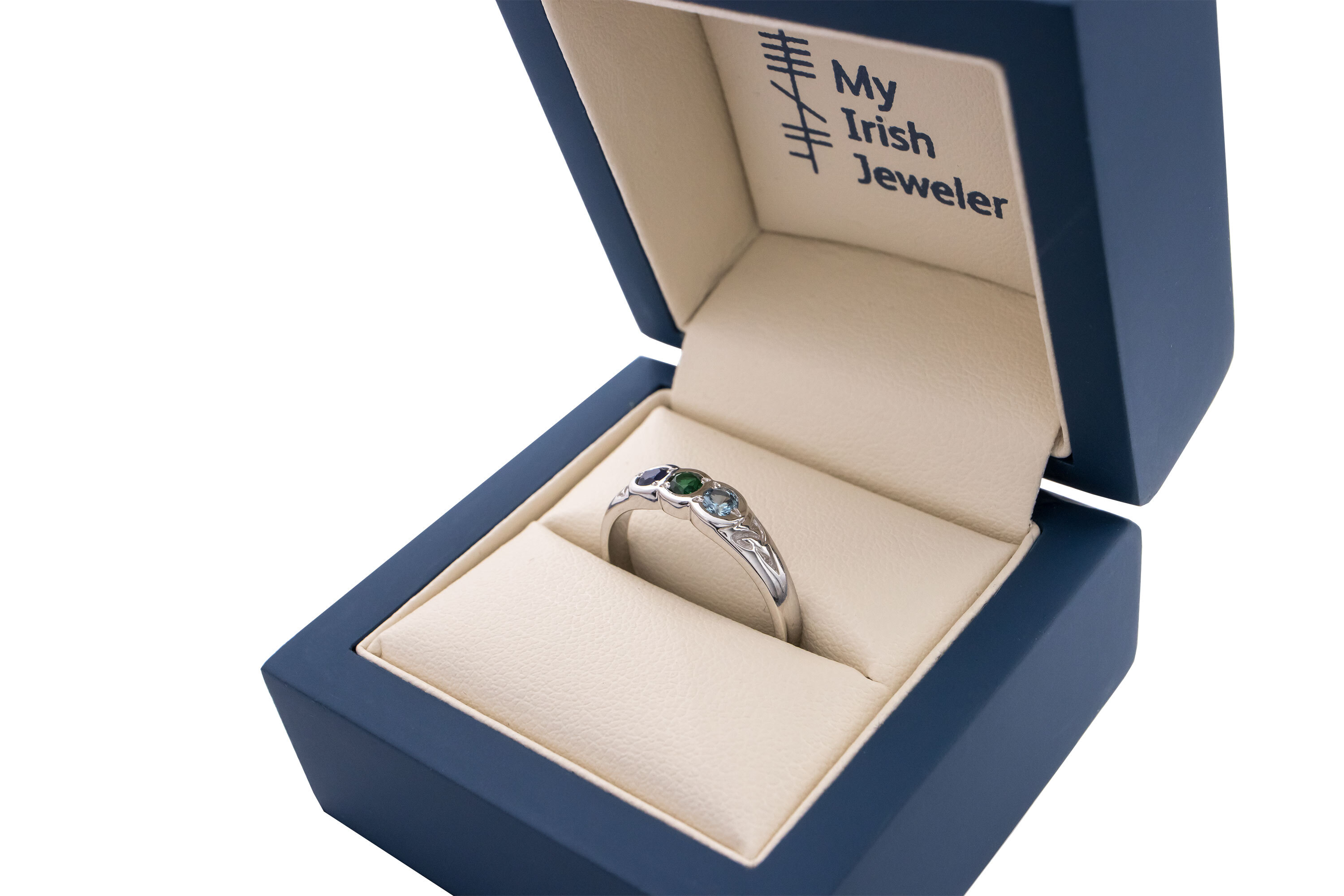 Womens Authentic 10K White Gold Celtic Knot & Trinity Knot Ring