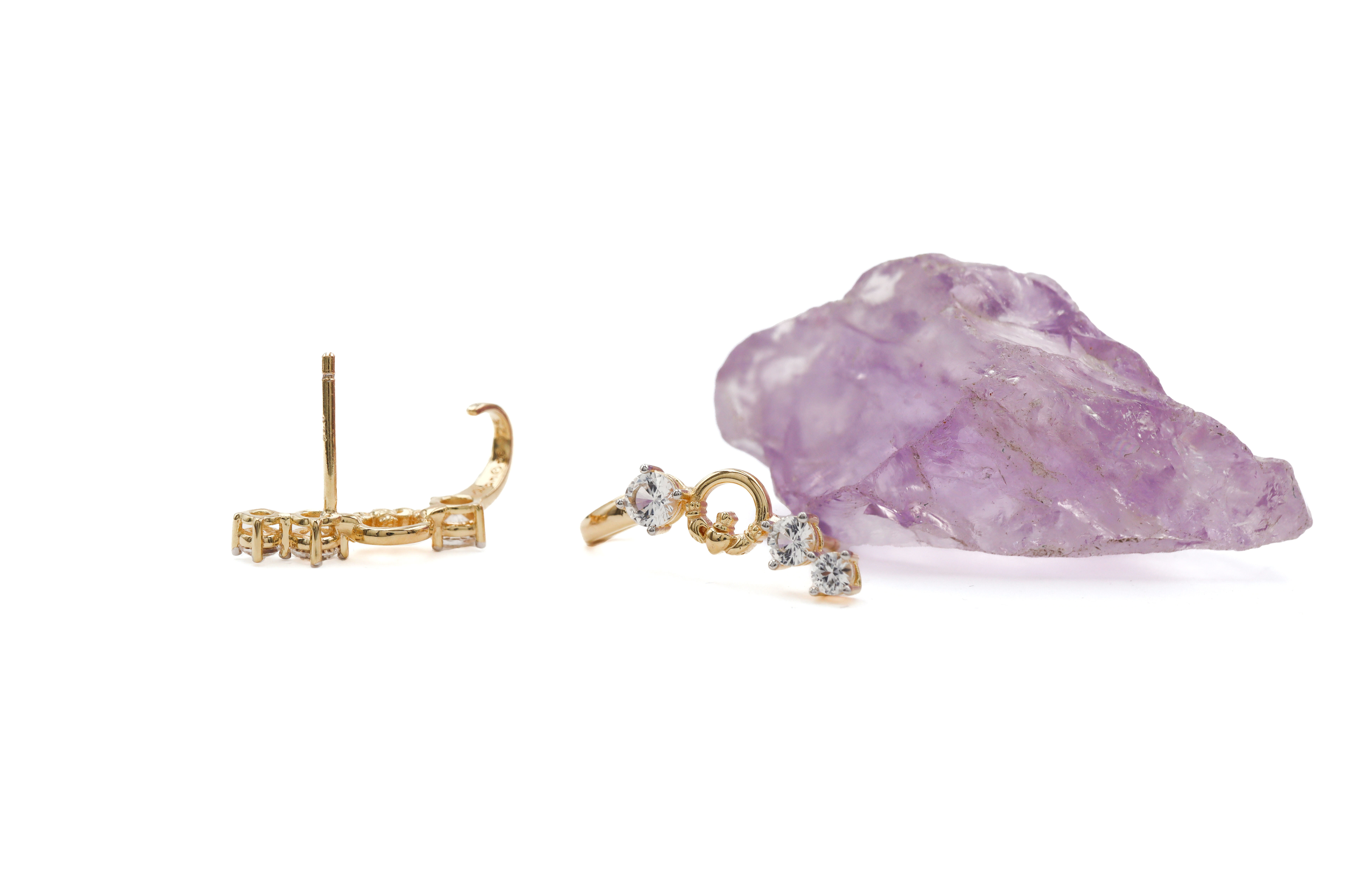 Womens Claddagh Earrings in Gold Vermeil With a Polished Finish