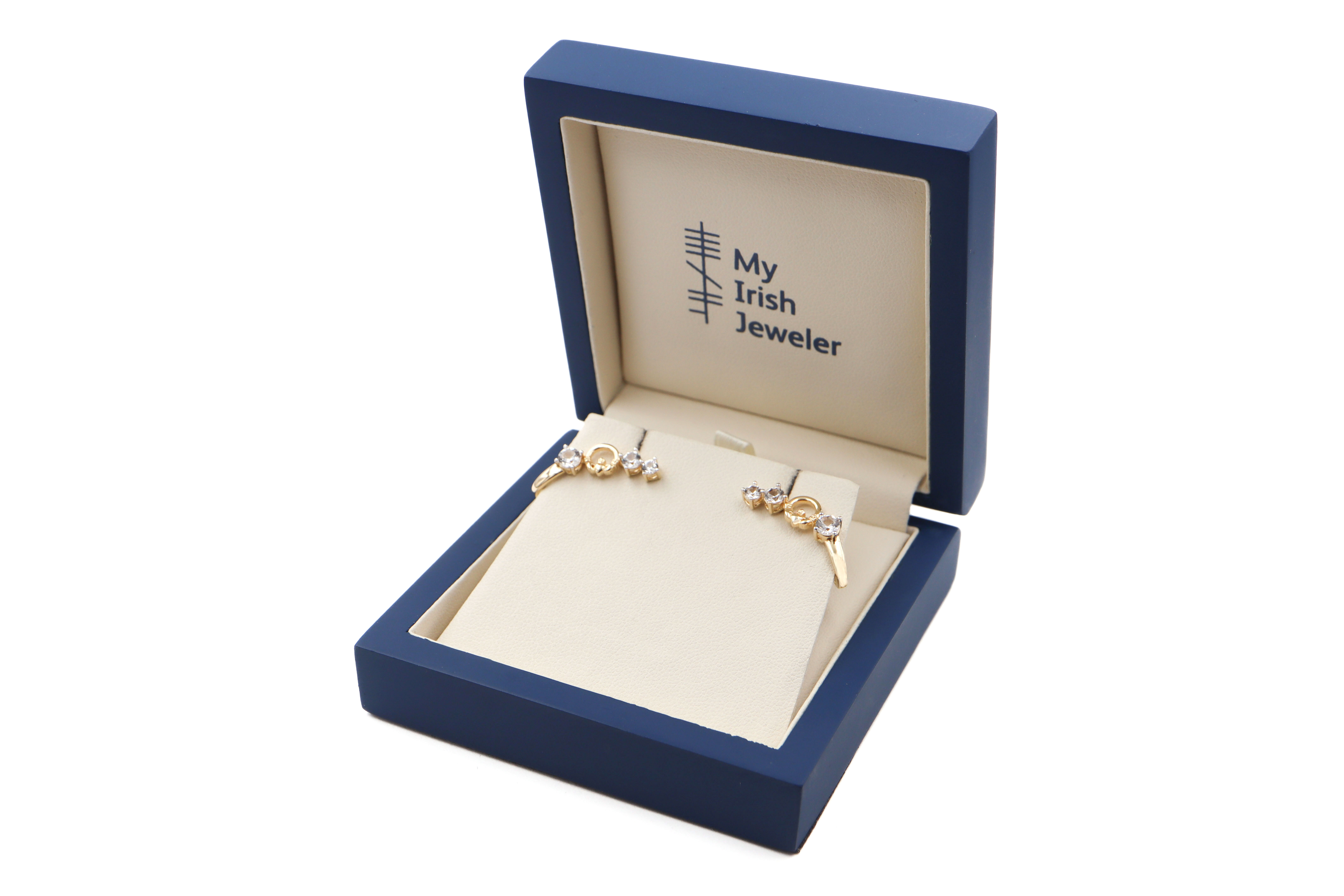 Womens Polished Gold Vermeil Claddagh Gift Set. In Luxury Packaging.