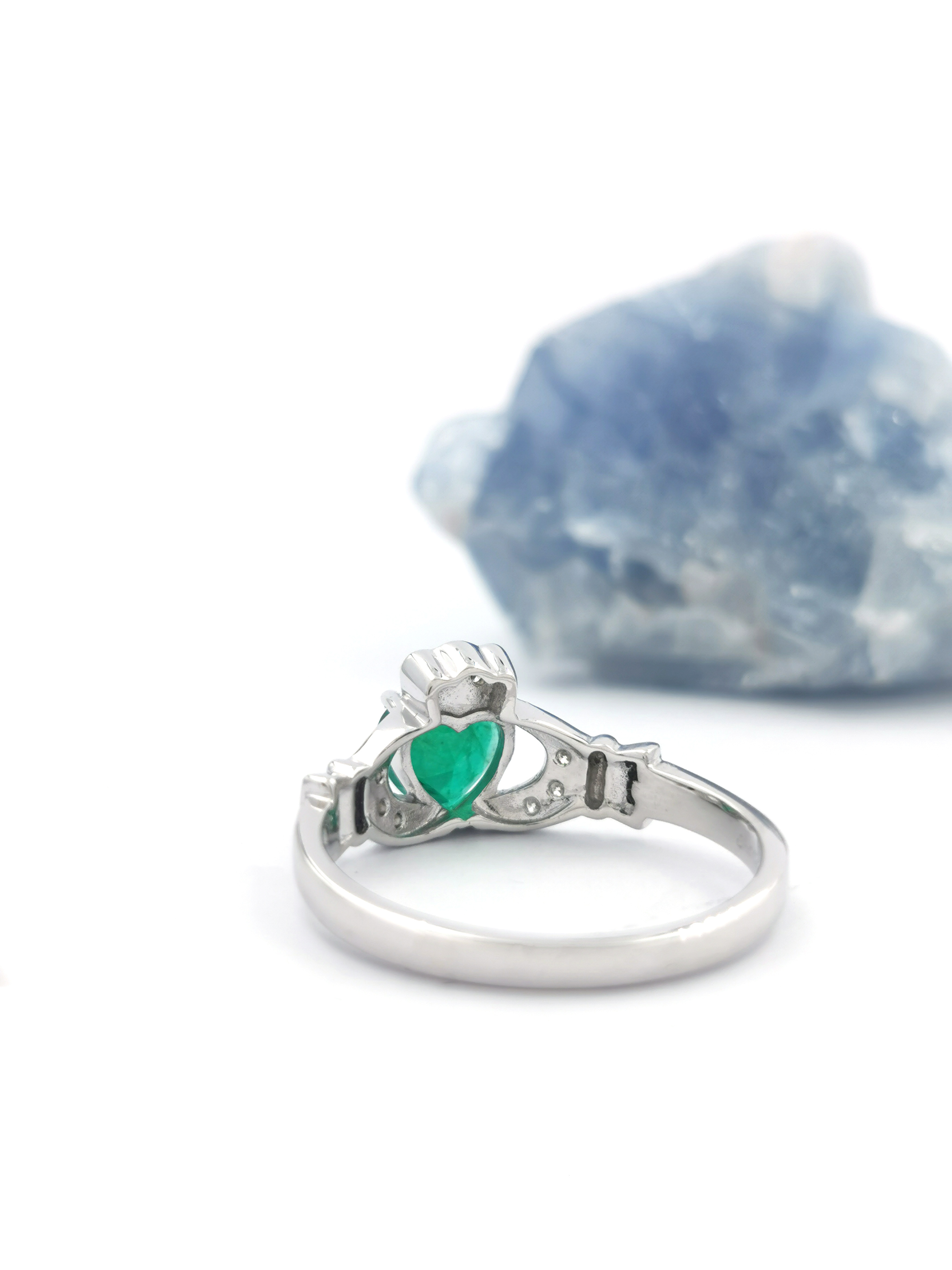 Womens Claddagh Engagement Ring in Real White Gold