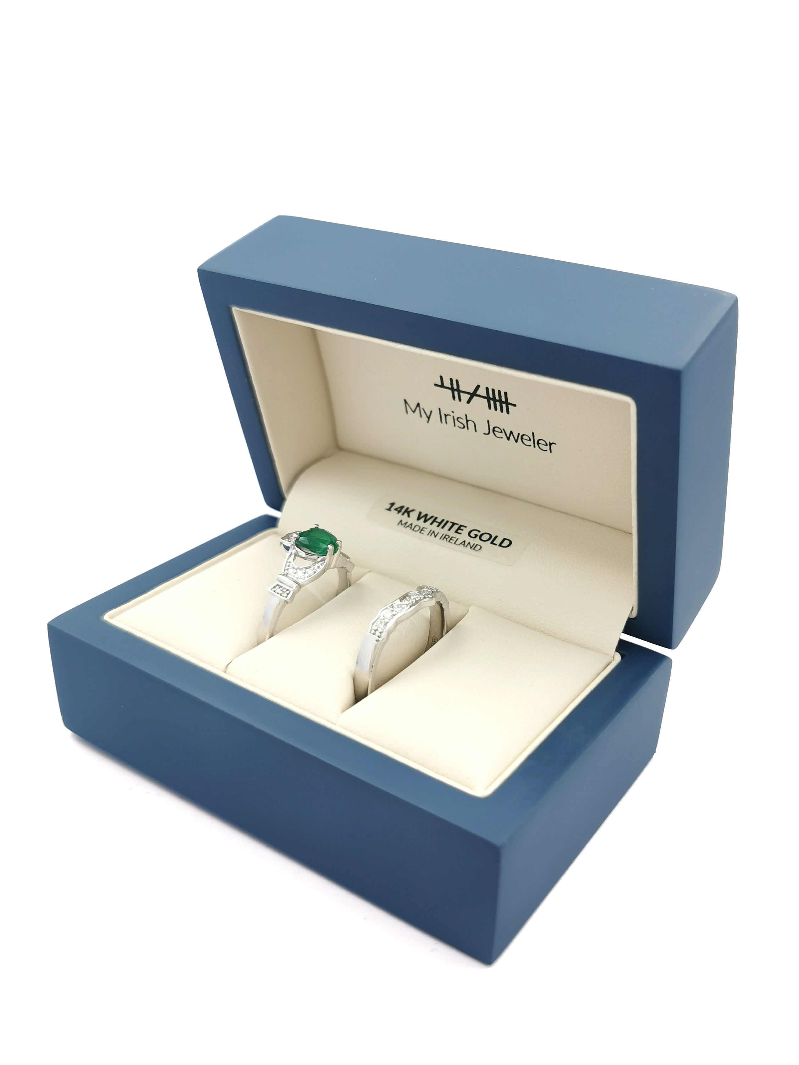 Genuine 14K White Gold Claddagh Ring For Women. In Luxury Packaging.