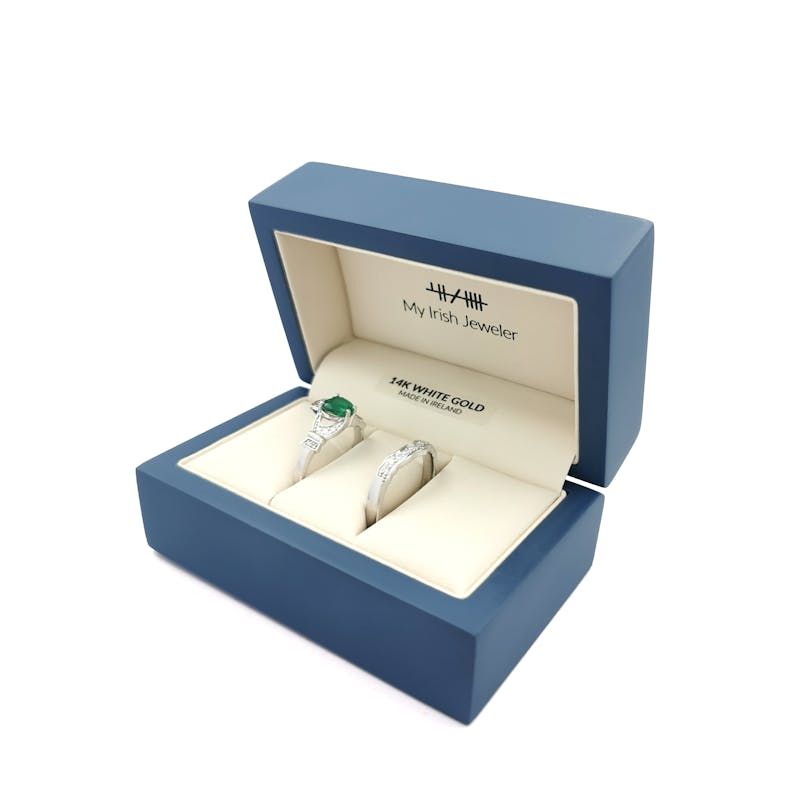 Genuine 14K White Gold Claddagh Ring For Women. In Luxury Packaging.
