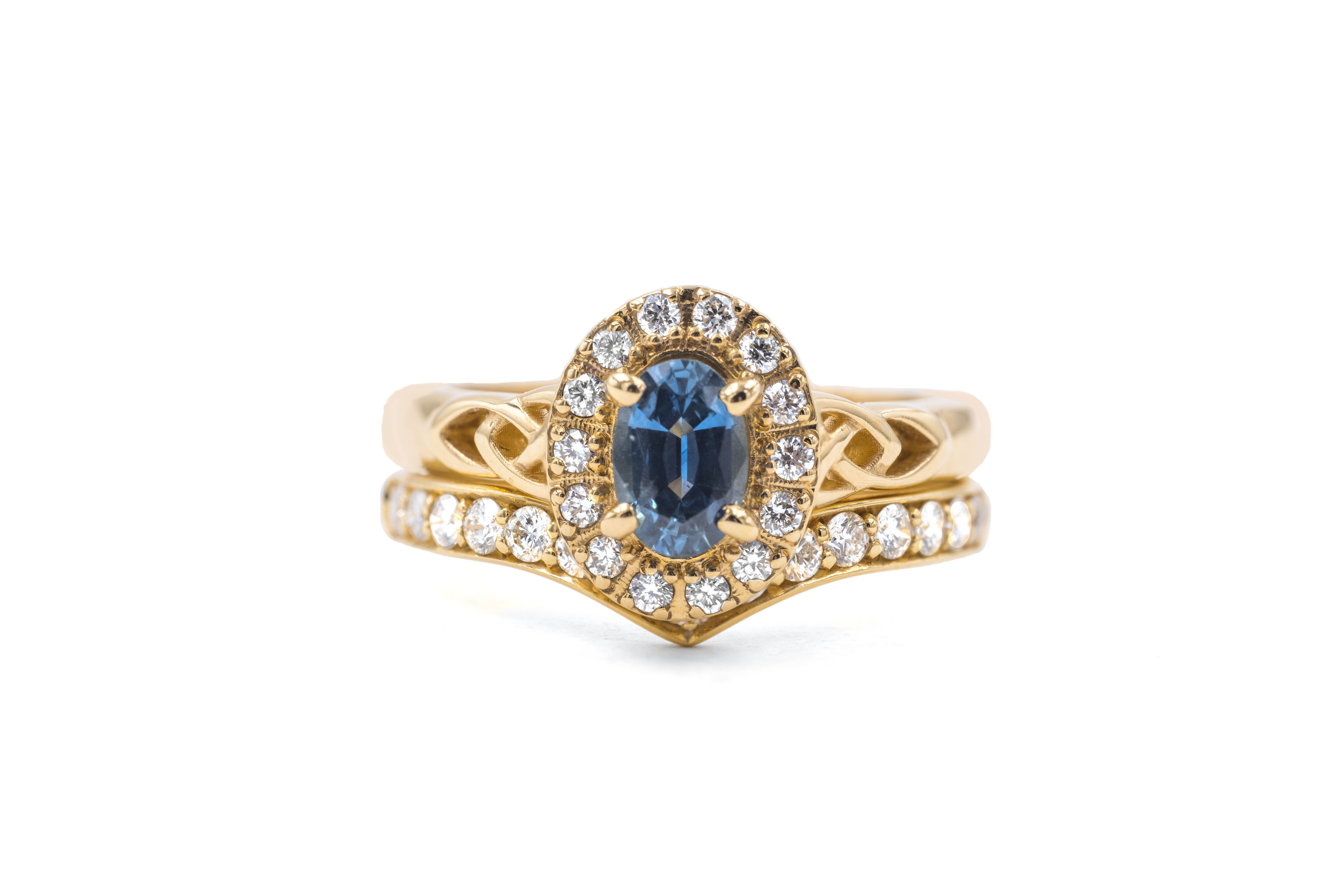 Womens Trinity Knot 0.50ct Natural Sapphire Engagement Ring in Real Yellow Gold