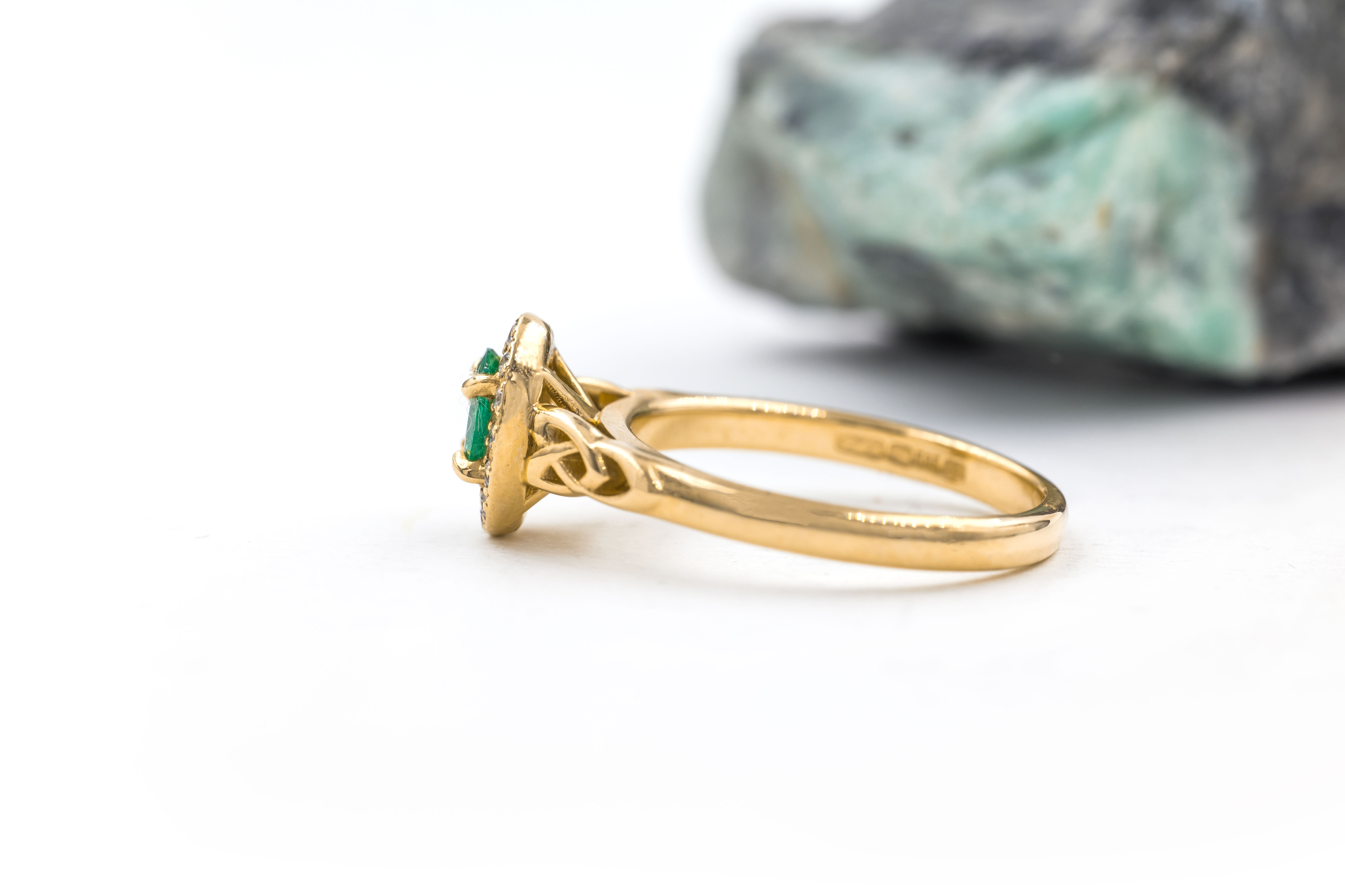 Authentic Yellow Gold Trinity Knot & Celtic Knot Engagement Ring With a Polished Finish For Women. Side View.