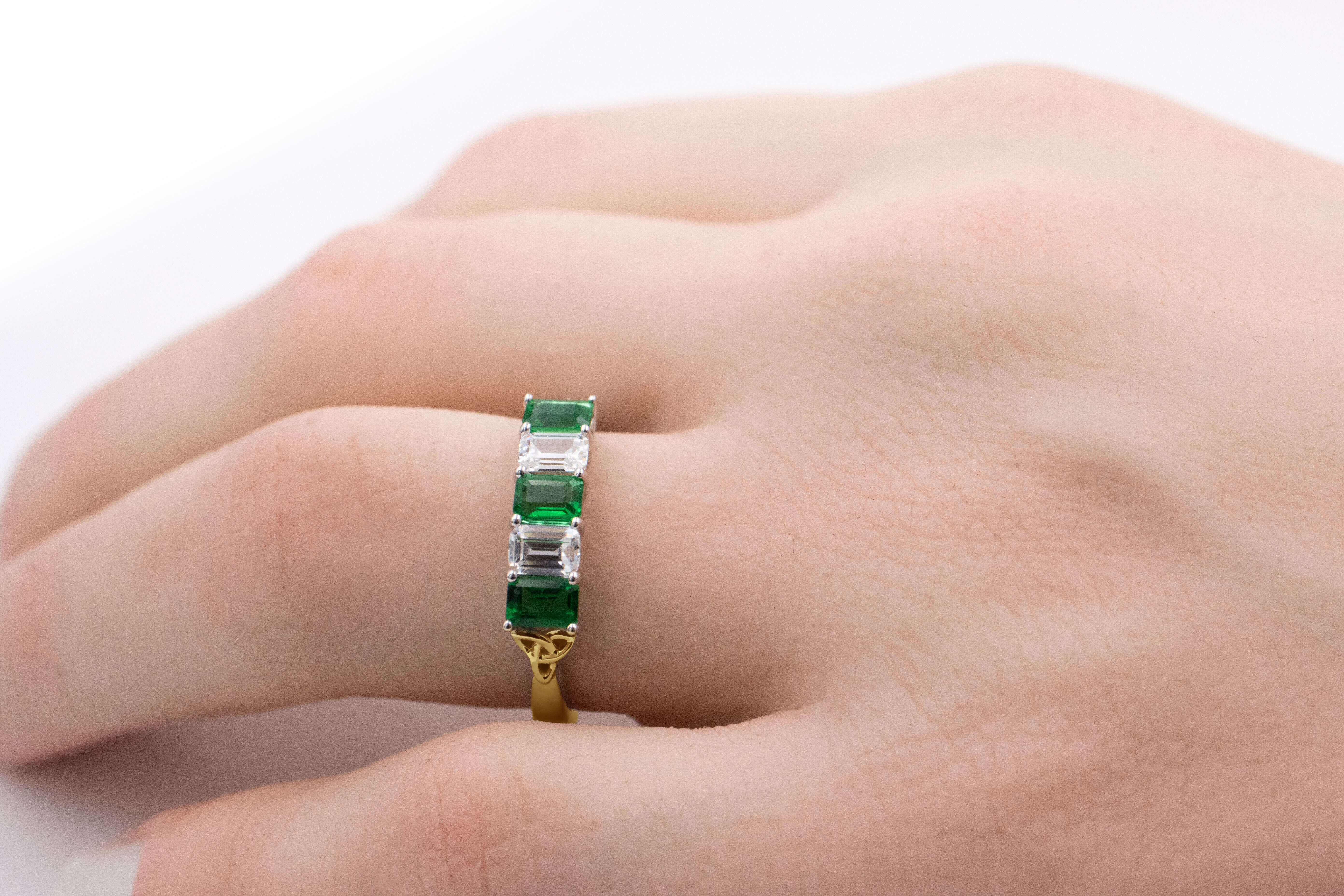 Authentic Yellow Gold Trinity Knot 3.0mm Ring For Women With a Polished Finish - Model Photo