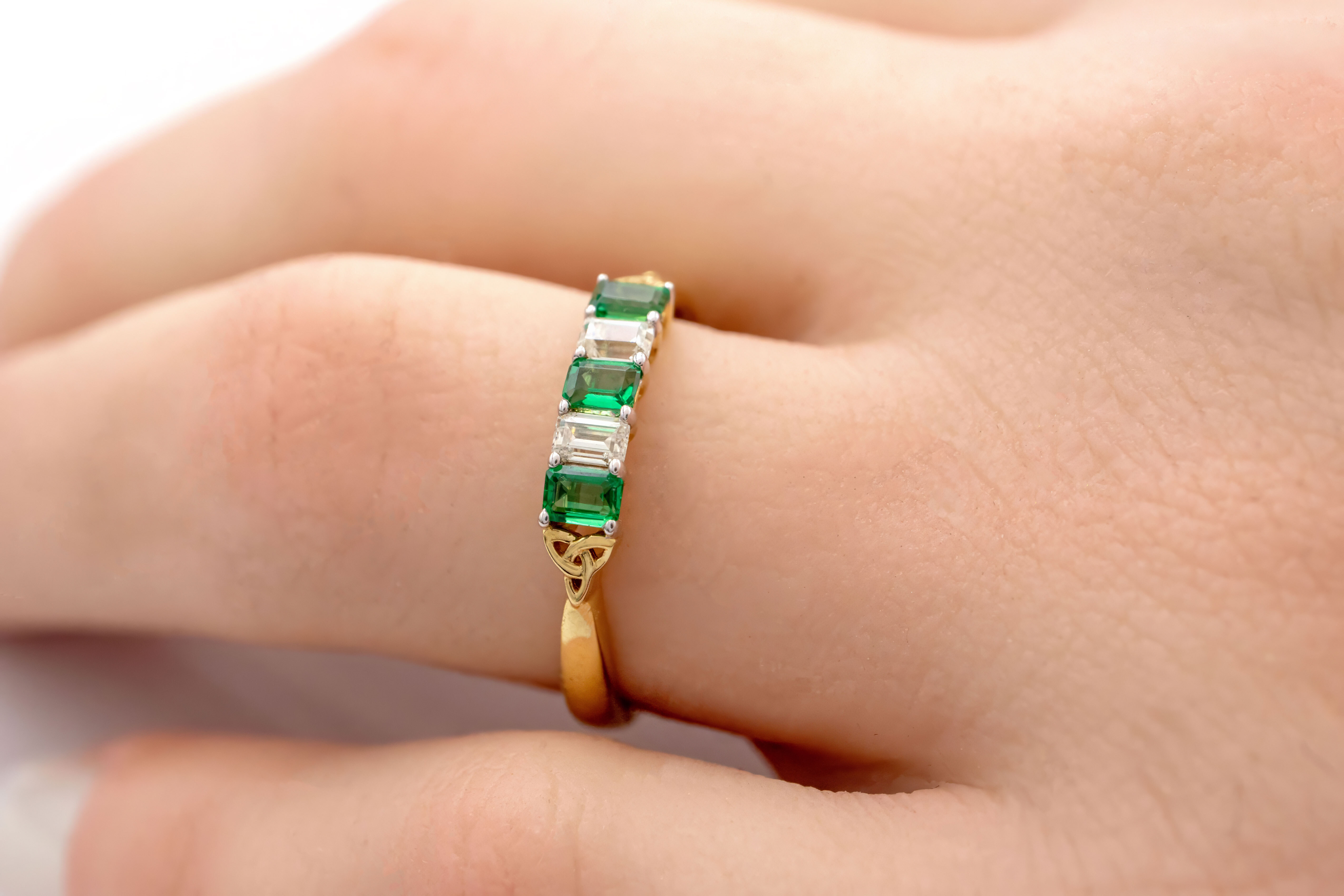 Womens Polished Yellow Gold Trinity Knot 2.0mm Ring - Model Photo