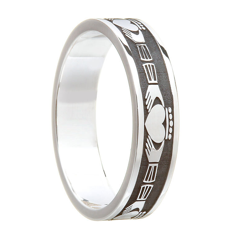 Striking Sterling Silver Claddagh Wedding Ring For Women With a Oxidised Finish
