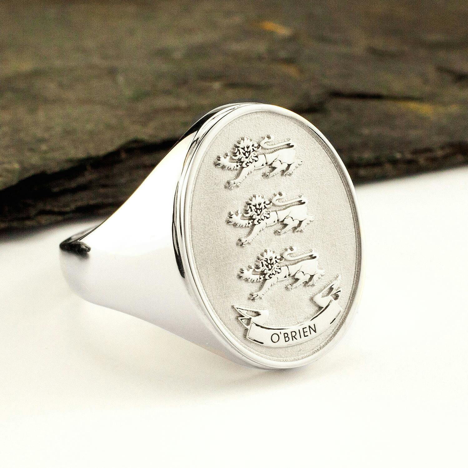 Family Crest Rampant Lion Signet Ring Coat Of Arms Ring With