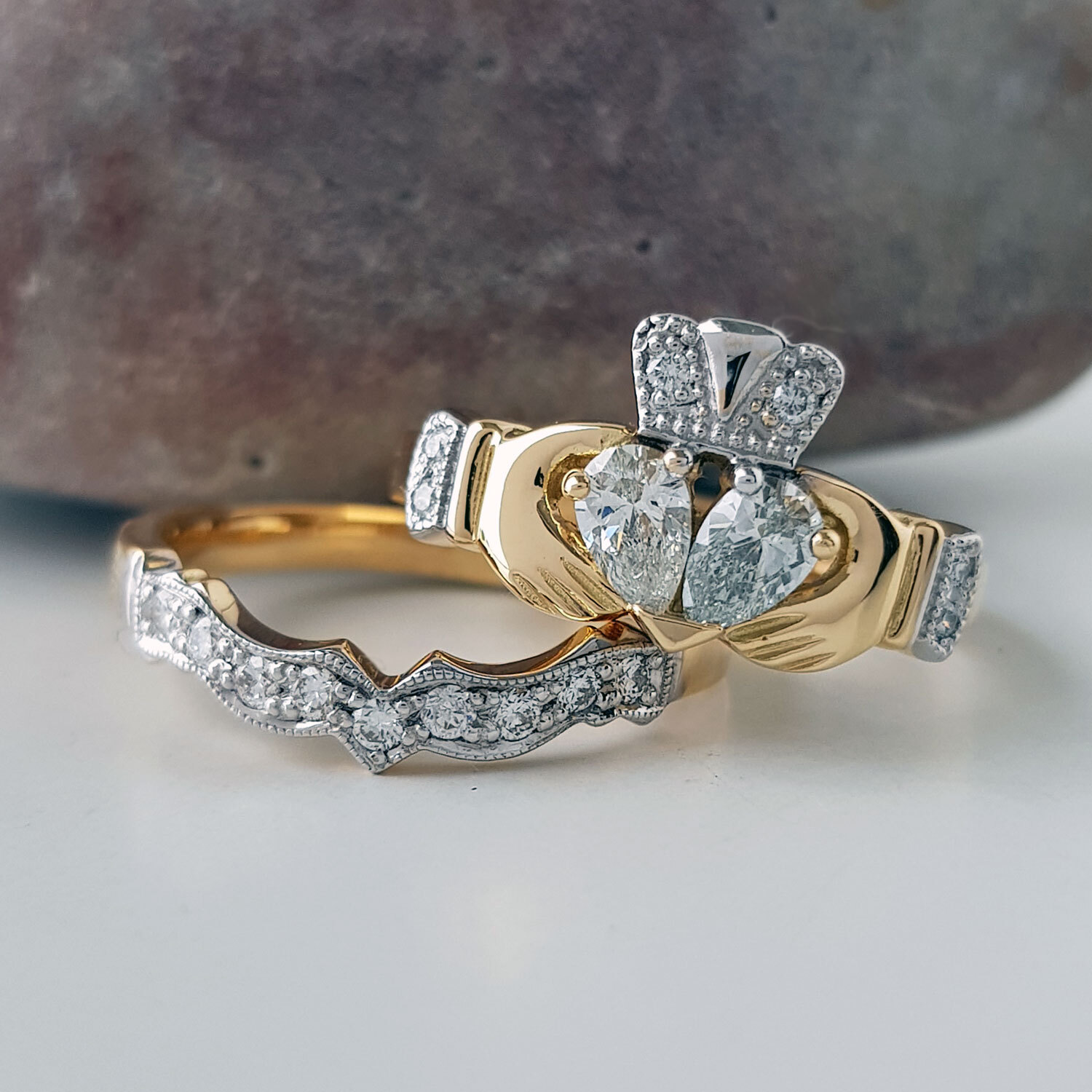 Gold Claddagh Engagement Ring Womens Fine 14K Yellow Gold Sizes 8 to 8 3.0 mm Band Direct from Ireland