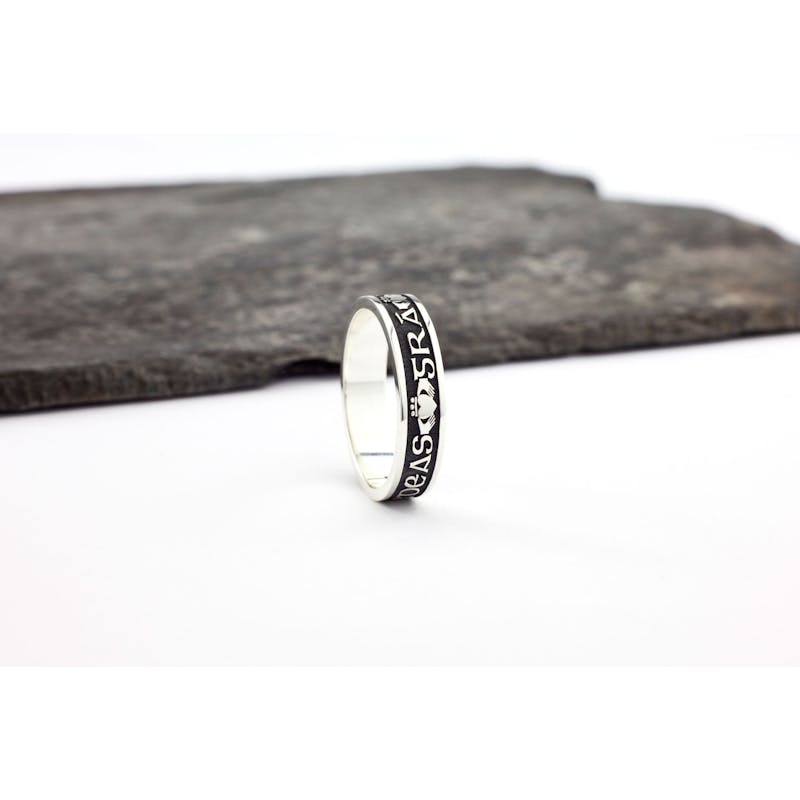 Womens Oxidized Gaelic 5.0mm Ring in Real Sterling Silver