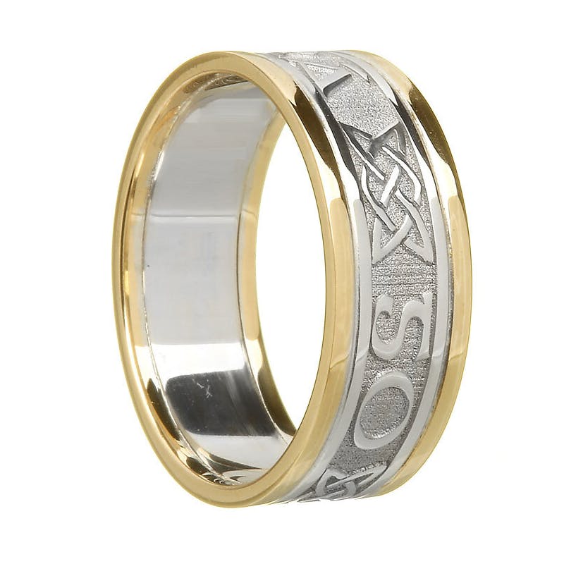 Womens 14K White Gold & Yellow Gold Gaelic 9.0mm Ring