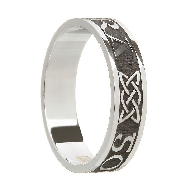 Womens Irish Oxidized Sterling Silver Gaelic 5.0mm Ring