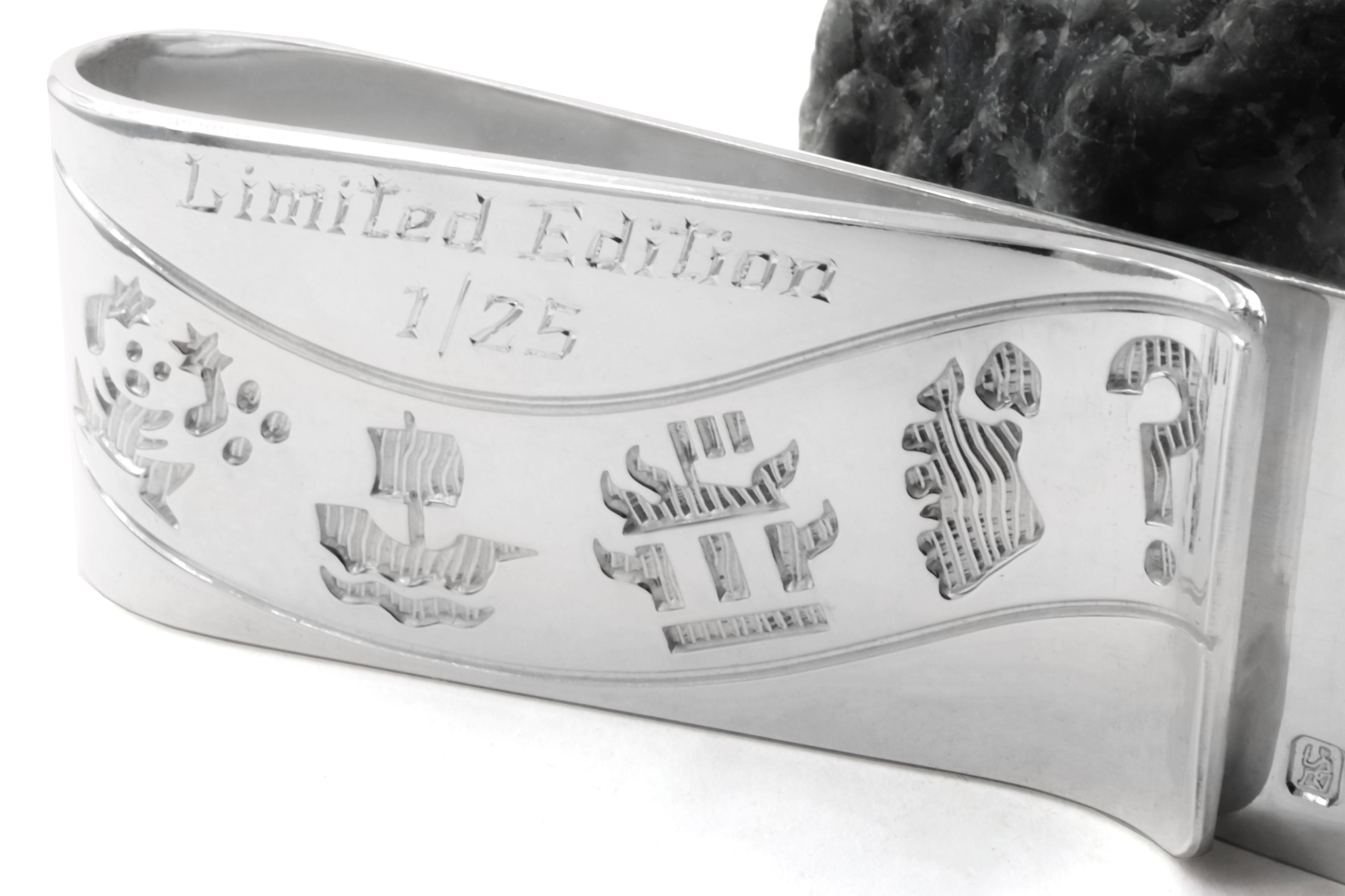 Gorgeous Sterling Silver History Of Ireland Moneyclip With a Polished Finish. Picture Of The Back.