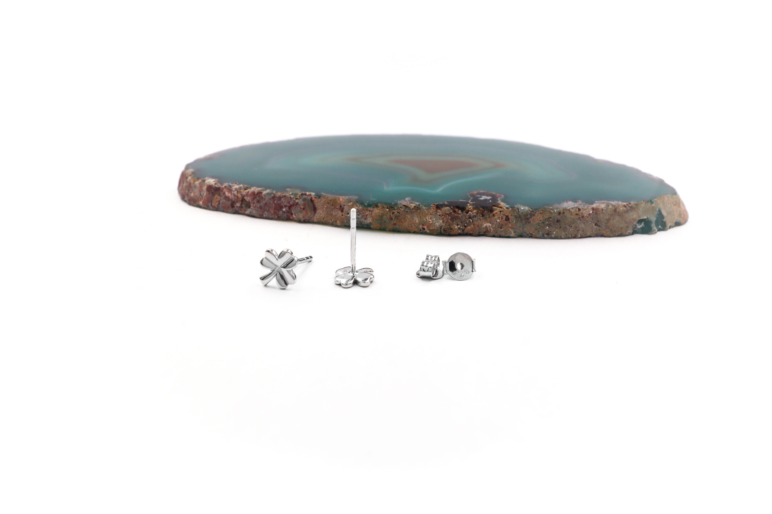 Womens Shamrock Earrings in Real Sterling Silver