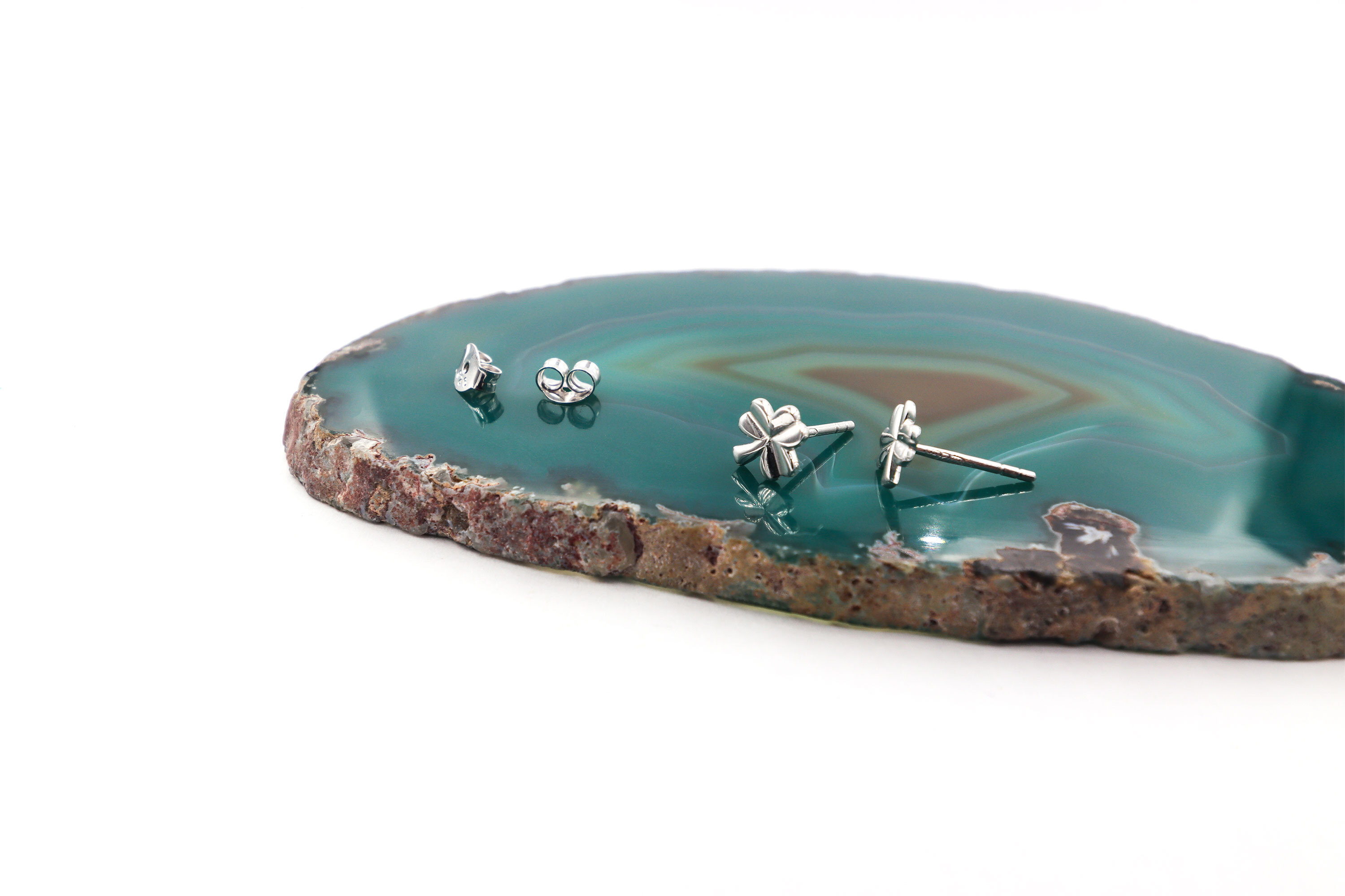 Womens Shamrock Earrings in Real Sterling Silver