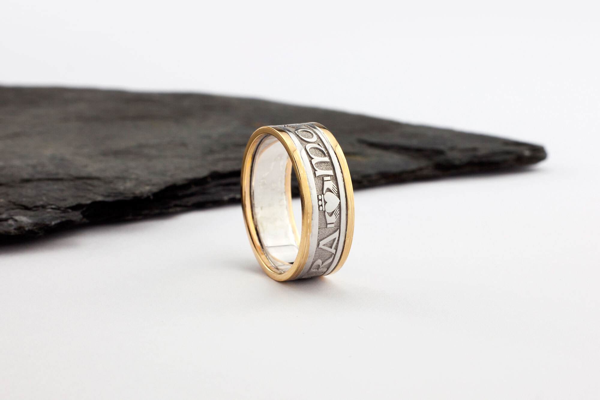 10K 2 Colour Gold Mo Anam Cara Ring with Trim