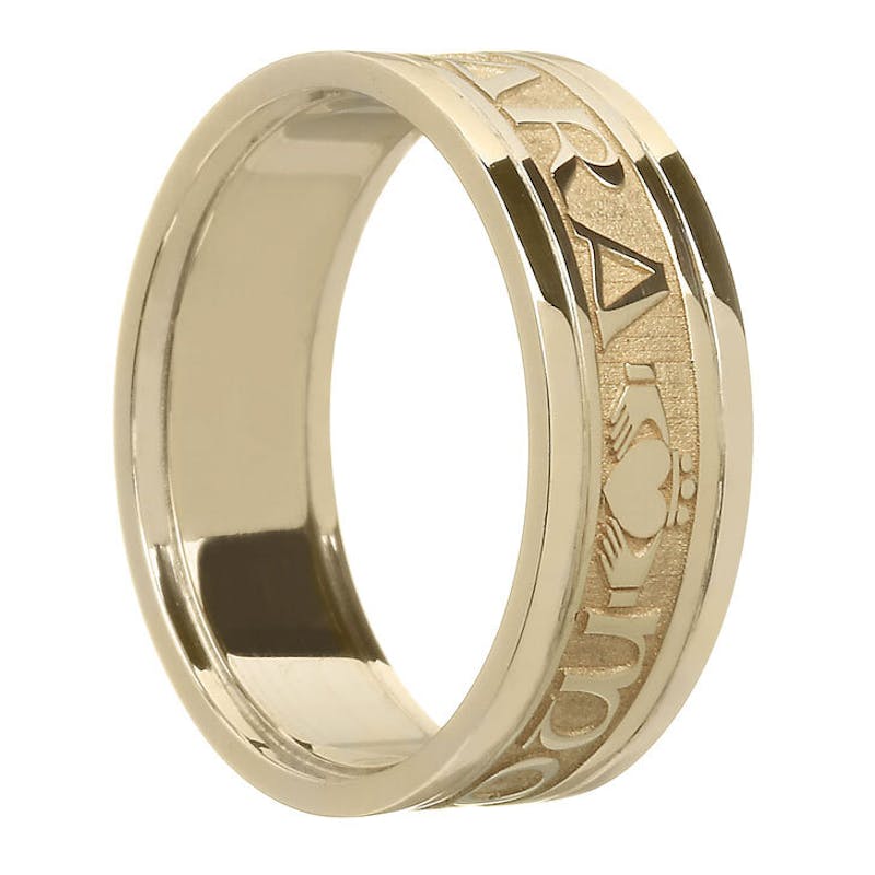 Irish 14K Yellow Gold Mo Anam Cara & Gaelic 7.5mm Ring For Women