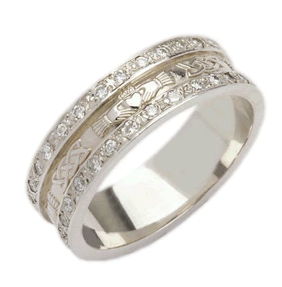 Claddagh & Celtic Knot Diamond Wedding Band, From… | My Irish Jeweler