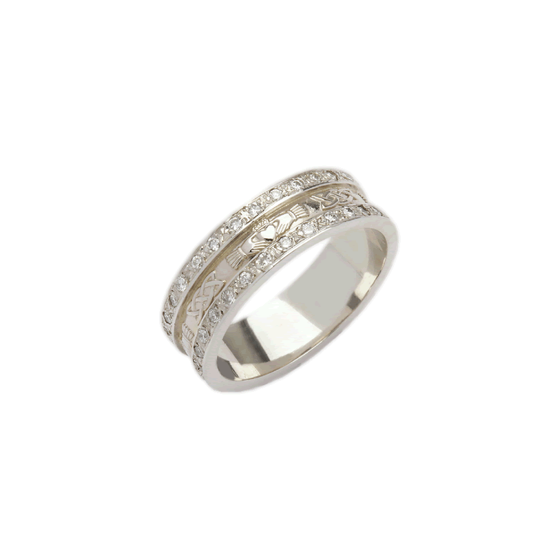 Striking White Gold Celtic Knot & Claddagh Ring