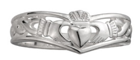 Ladies Silver Claddagh Wishbone ring