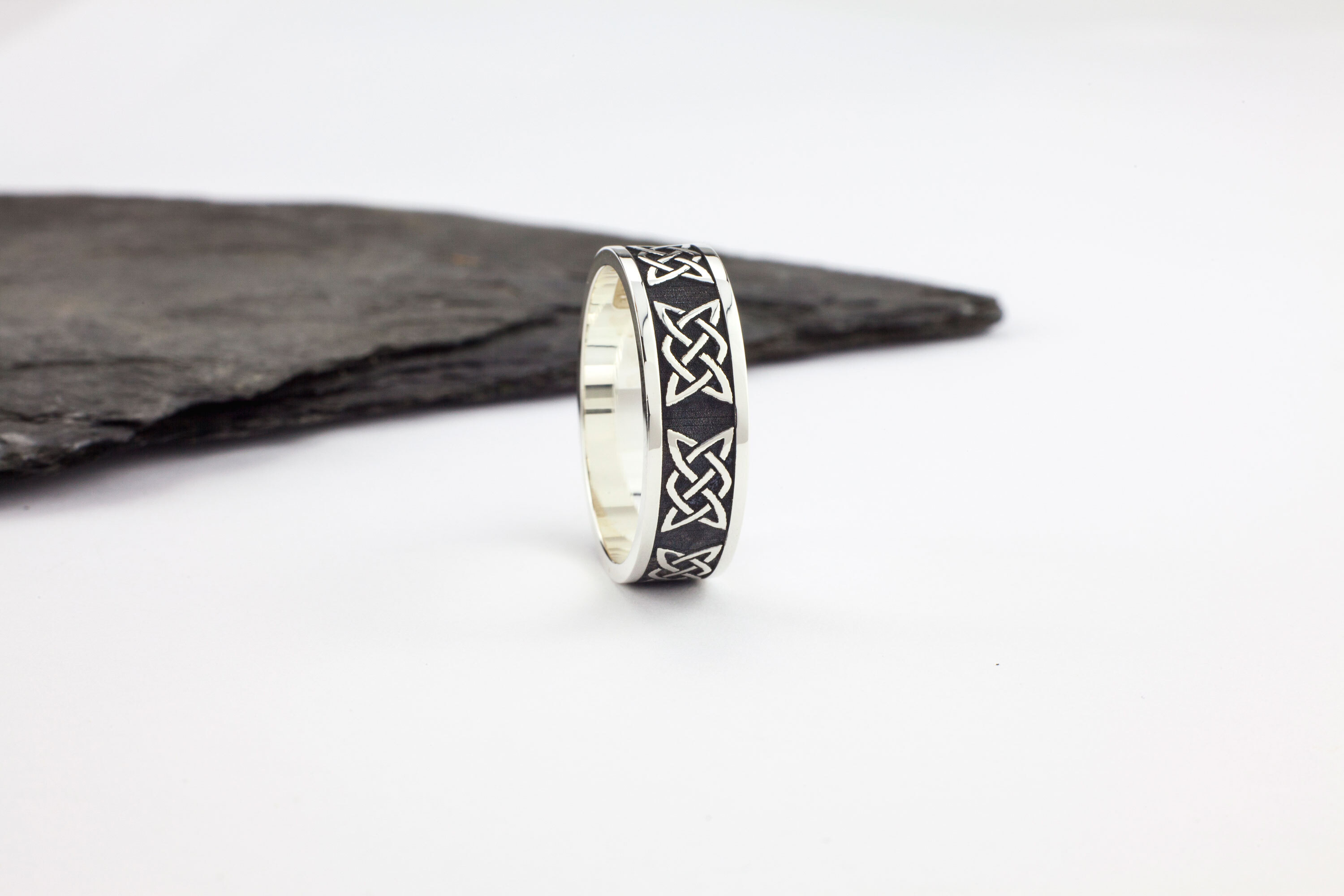 Oxidised Celtic Knot Wedding Ring in Real Sterling Silver
