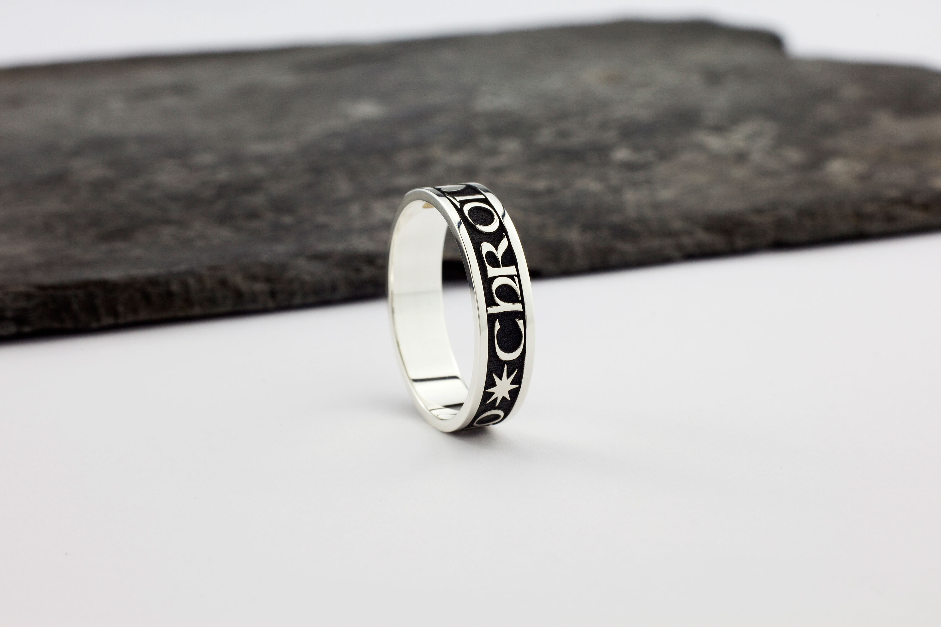 Genuine Sterling Silver Gaelic Ring For Women With a Oxidized Finish