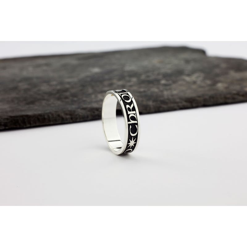 Genuine Sterling Silver Gaelic Ring For Women With a Oxidized Finish
